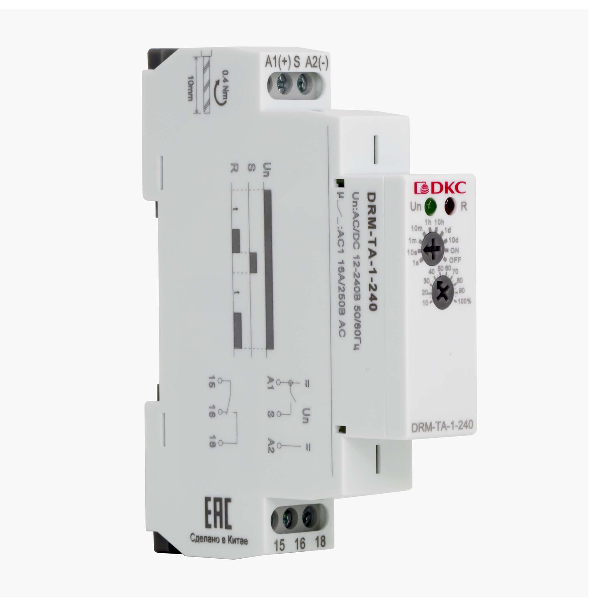 Реле времени, задержка включения, конфигурация контакта 1CO, AС/DC 12-240В