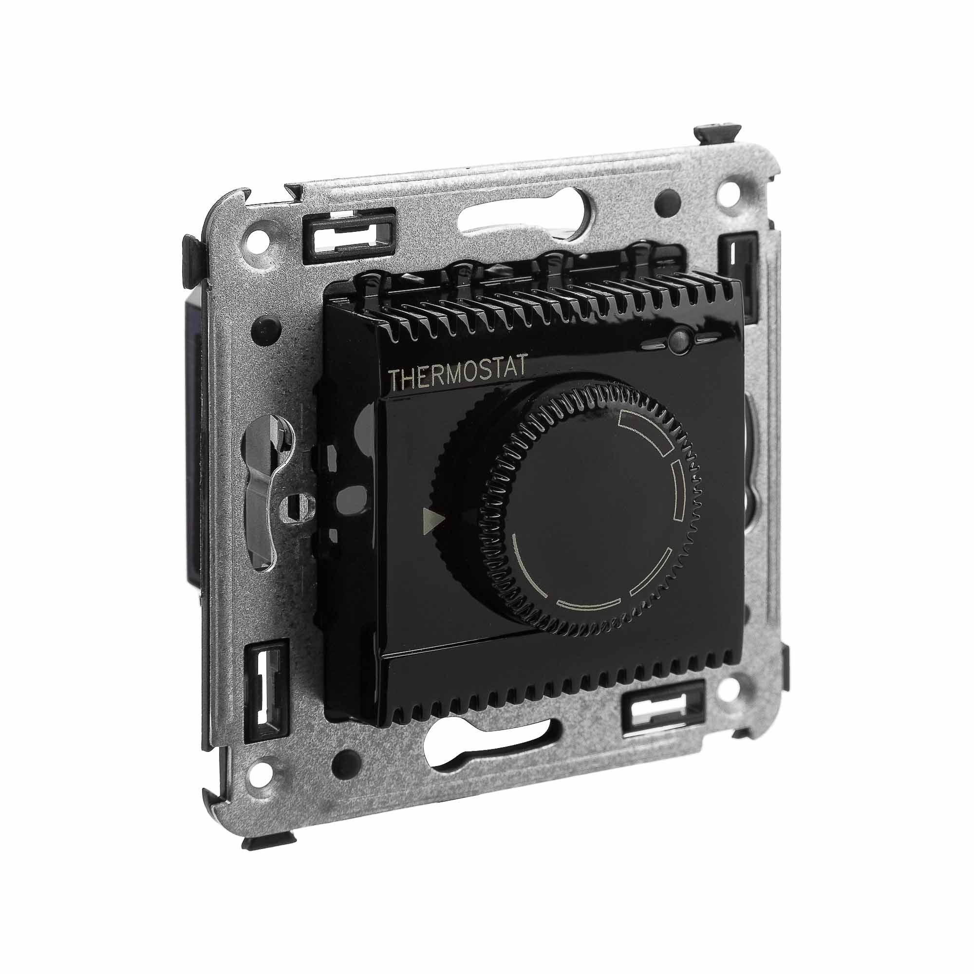 Термостат для теплых полов в стену, Avanti, черный квадрат