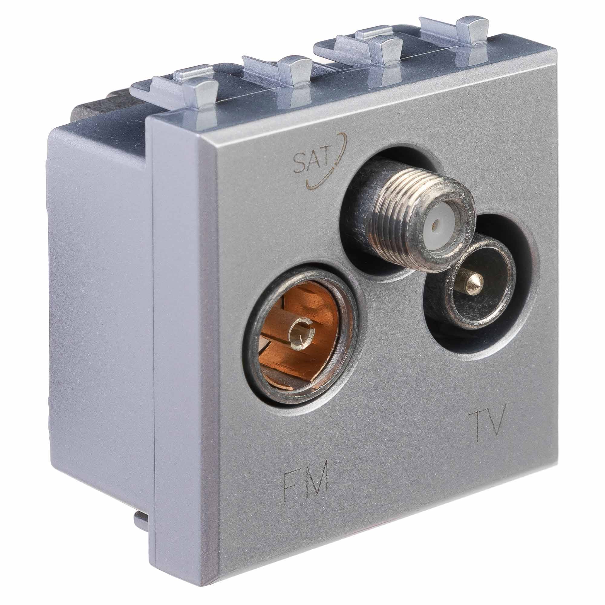 Розетка TV-FM-SAT модульная, Avanti, закаленная сталь, 2 модуля