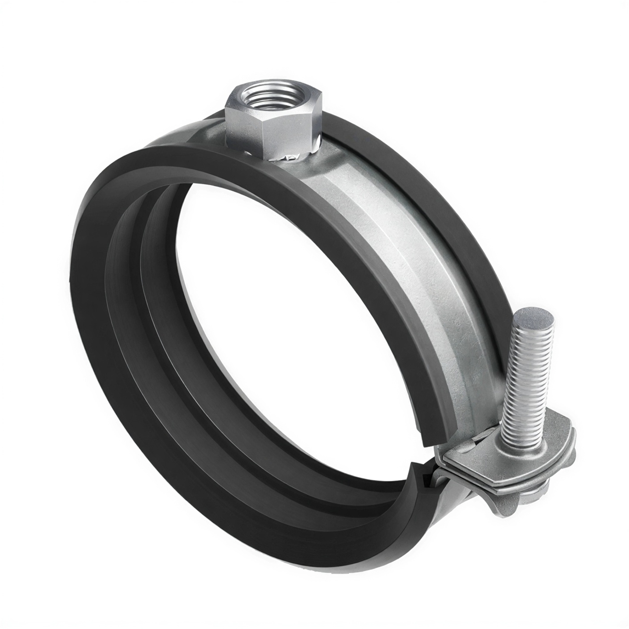 Хомут быстрой фиксации с изоляцией с гайкой М8 для труб d 1 1/2"