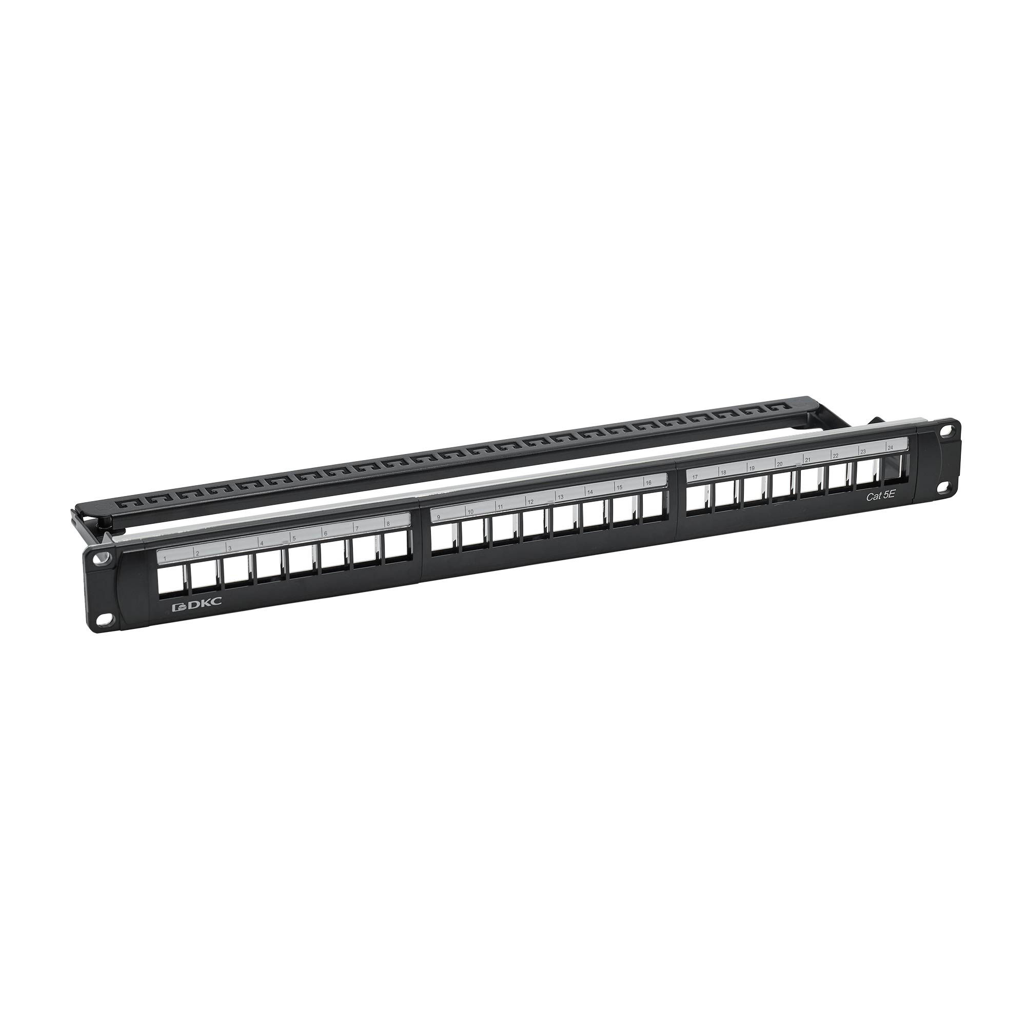 Патч-панель модульная 19", 1U, CAT5E, 24 модуля RJ45 Кейстоун(Keystone), экранированная