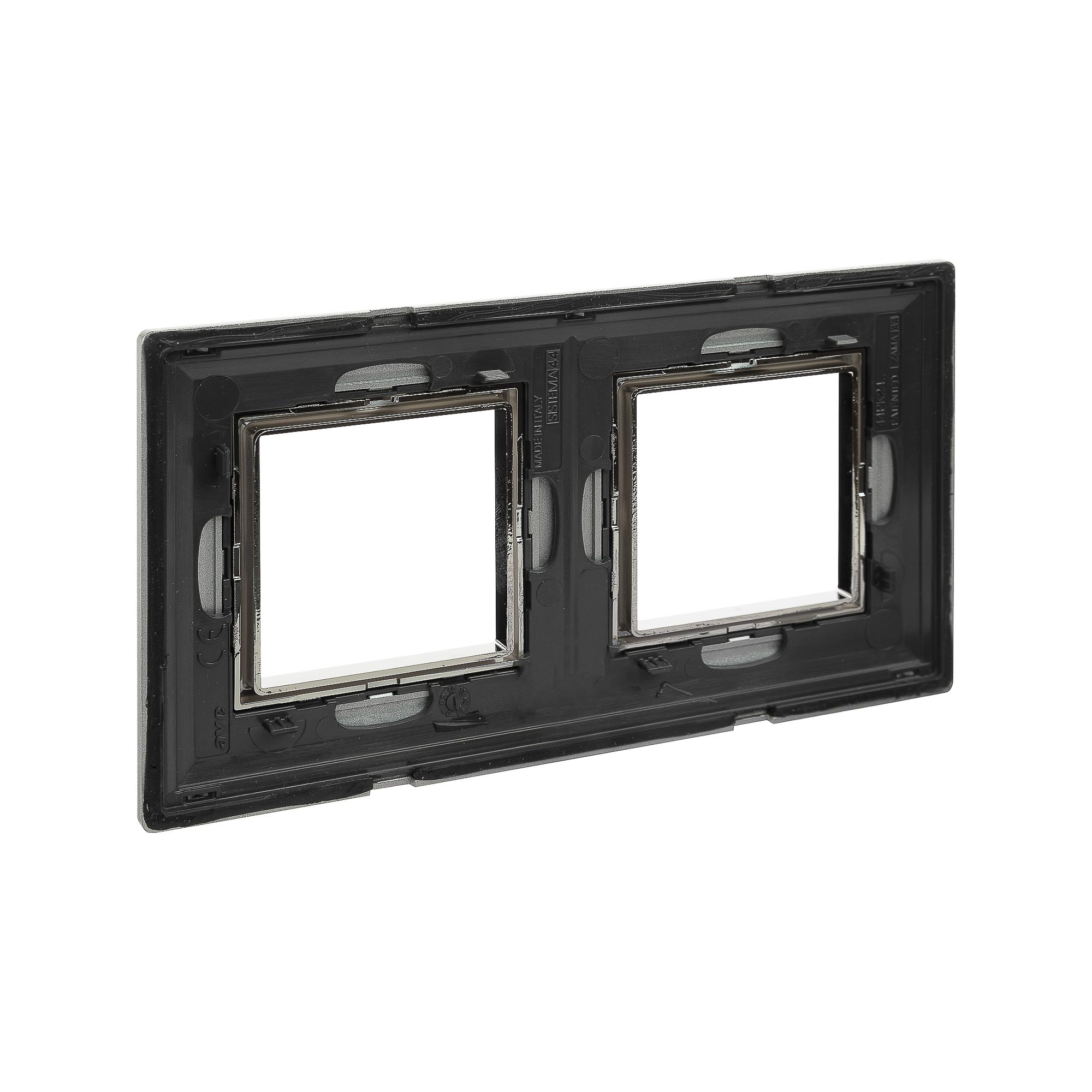 Рамка из металла 2 поста (4 мод.), Avanti, светло-серебристая