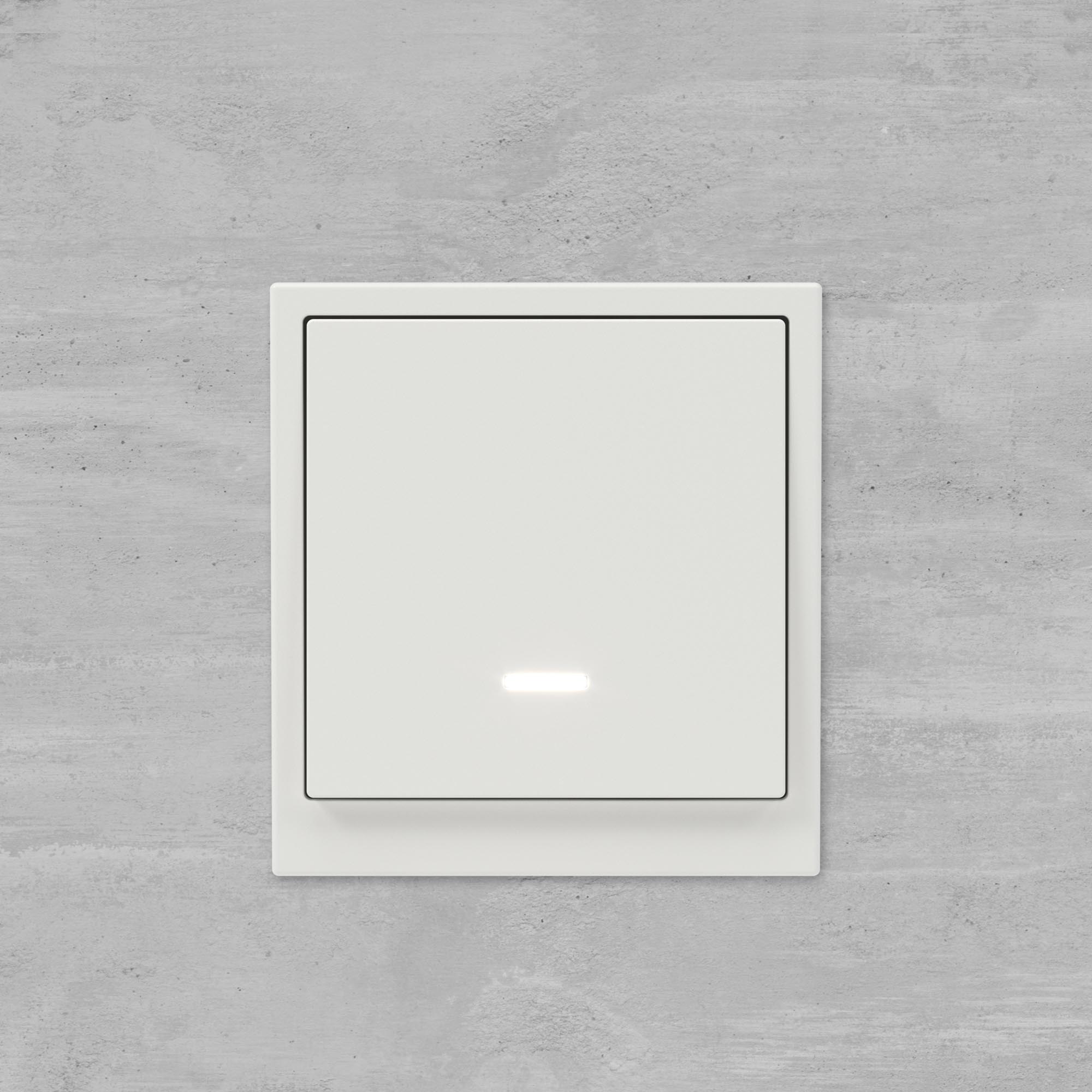 Переключатель одноклавишный с подсветкой, KANT, белый песок