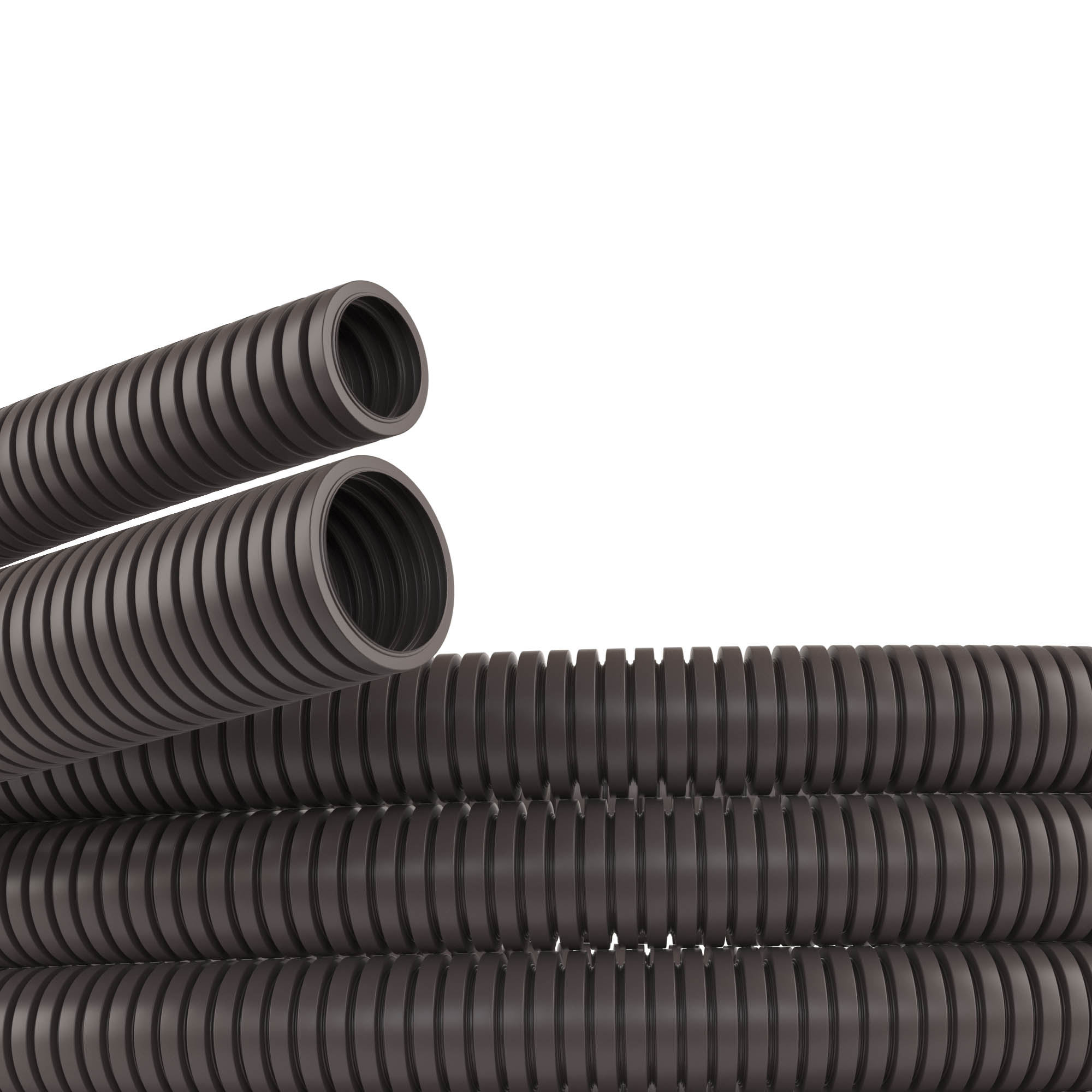 Tube PA6V0 flexible corrugatted without pull, DN48mm, V0, Din 47,4mm, Dex 54,5 mm , dark gray color