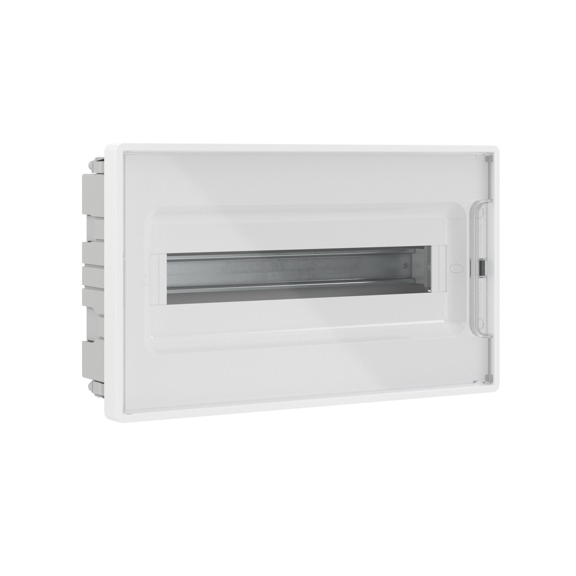 Модульные щитки "Фрейм" (FRAME) встраиваемые Щиток 18 мод встраиваемый для полых стен Фрейм (FRAME), белый, с прозрачной  дверцей, с 2 шинами PEN на 8 и 10 отв. DKC|ДКС