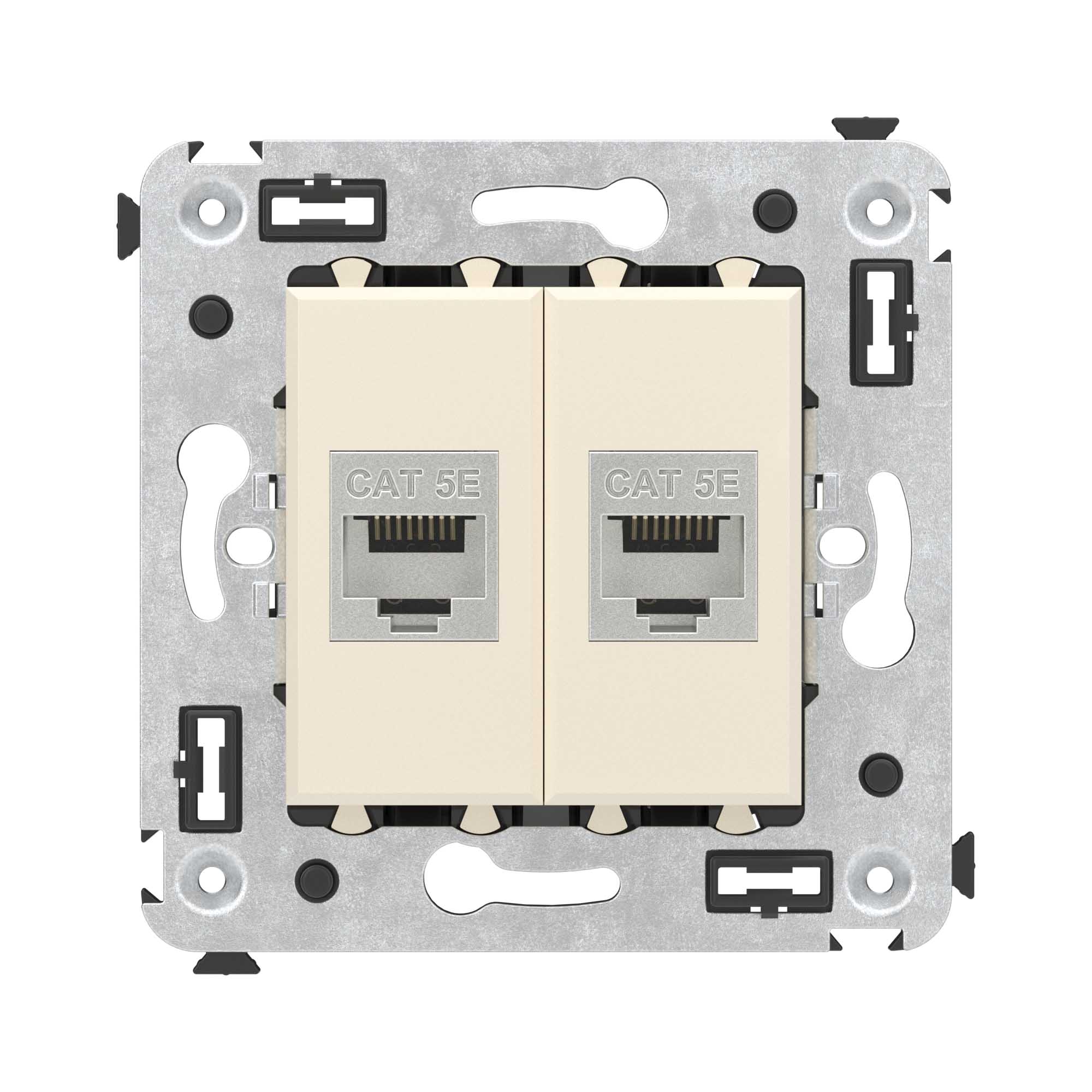 Компьютерная розетка RJ-45 без шторки в стену, кат.5e двойная экранированная, "Avanti", "Ванильная дымка" Компьютерные и телефонные розетки Компьютерная розетка RJ-45 без шторки в стену, кат.5e двойная экранированная, "Avanti", "Ванильная дымка" DKC|ДКС