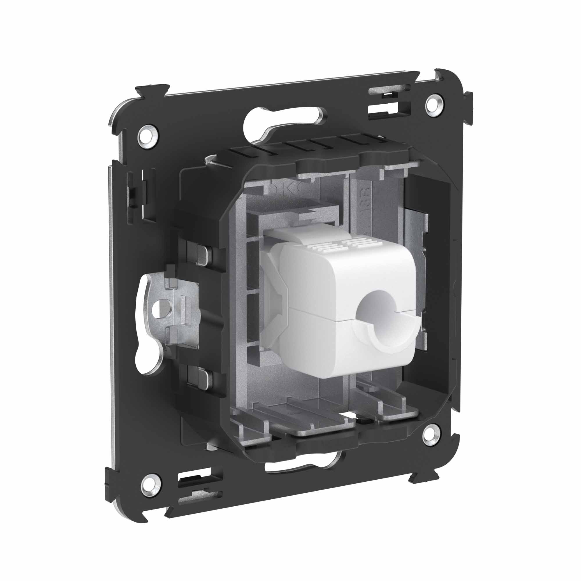 Компьютерная розетка RJ-45 без шторки в стену, кат.6А одинарная, Avanti, закаленная сталь