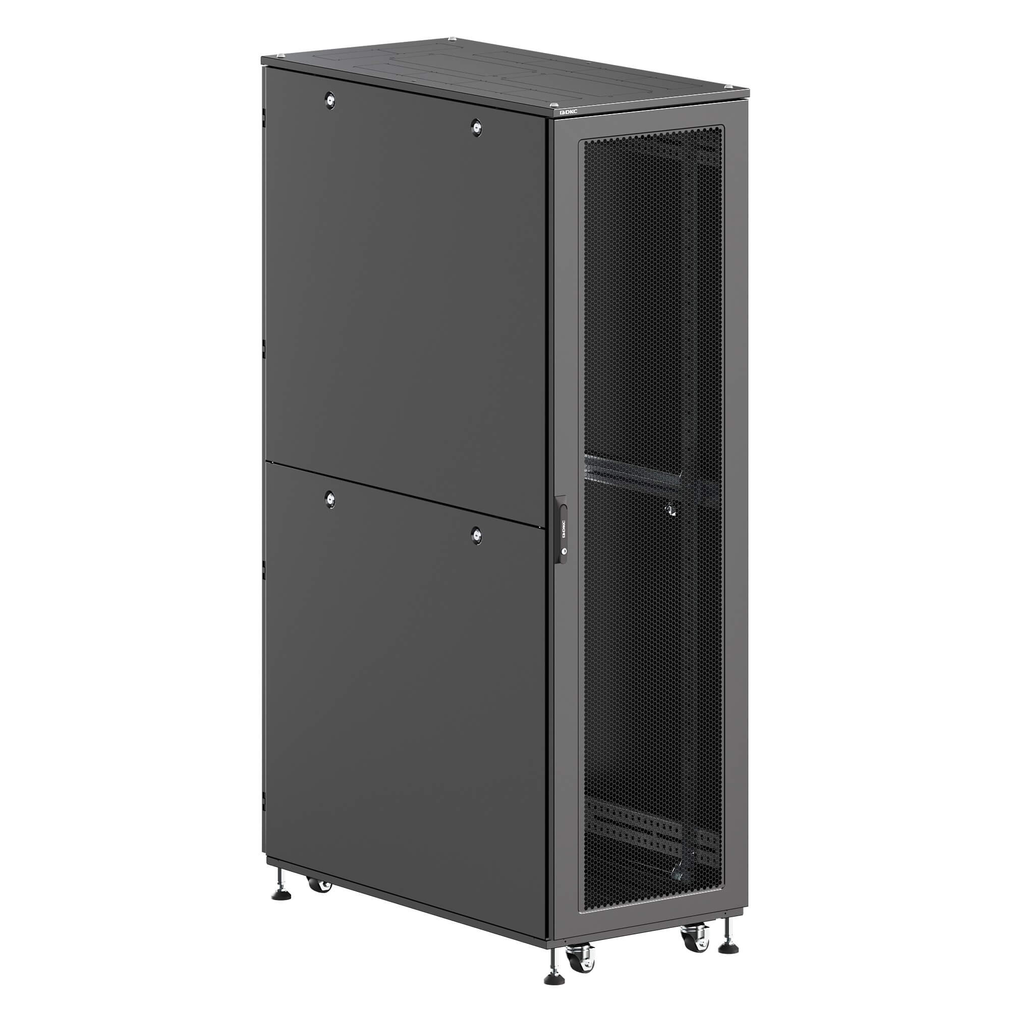 ИТ шкаф напольный 19'' 42U 600x1200мм, крыша с вырубкой, дверь перф. и двойная перф., двойные боковые панели, черный RAL9005