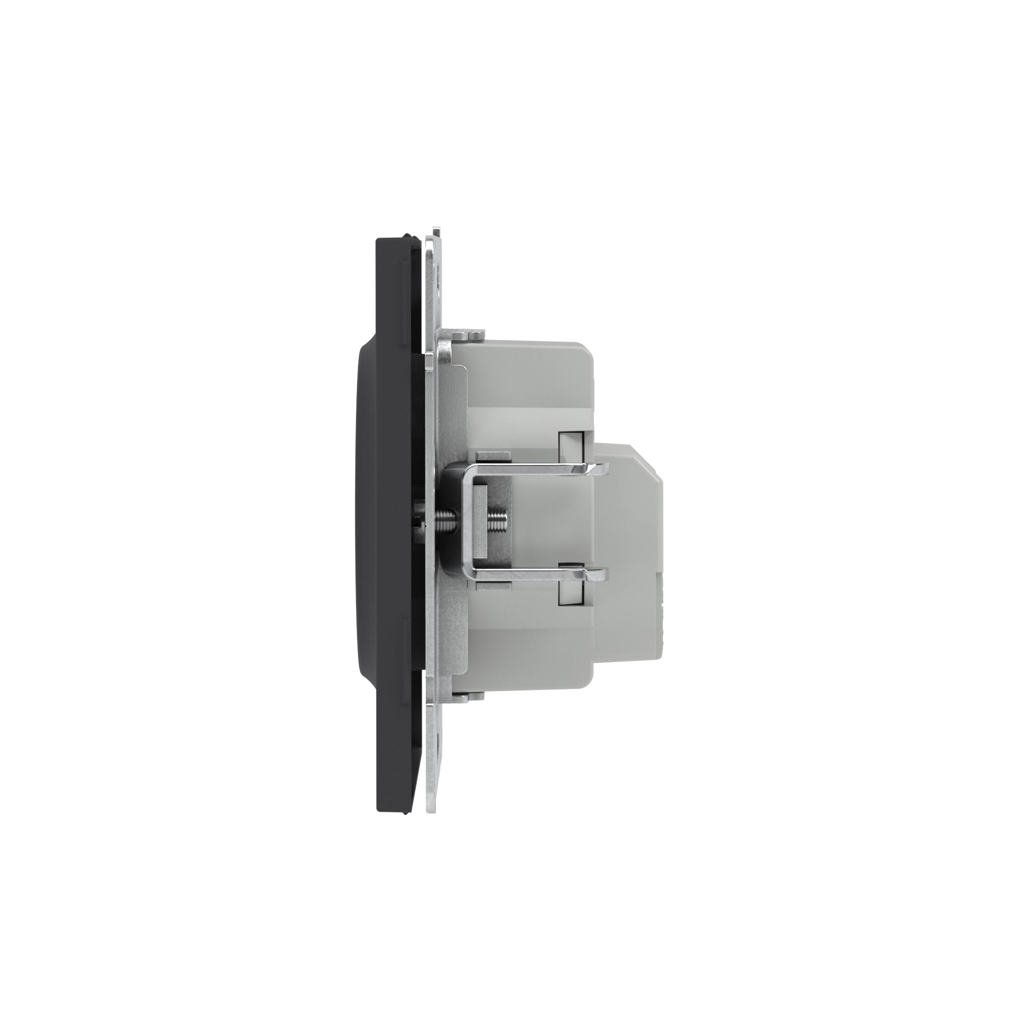 Розетка силовая, 2P+E, с з/ш, KANT, черный уголь