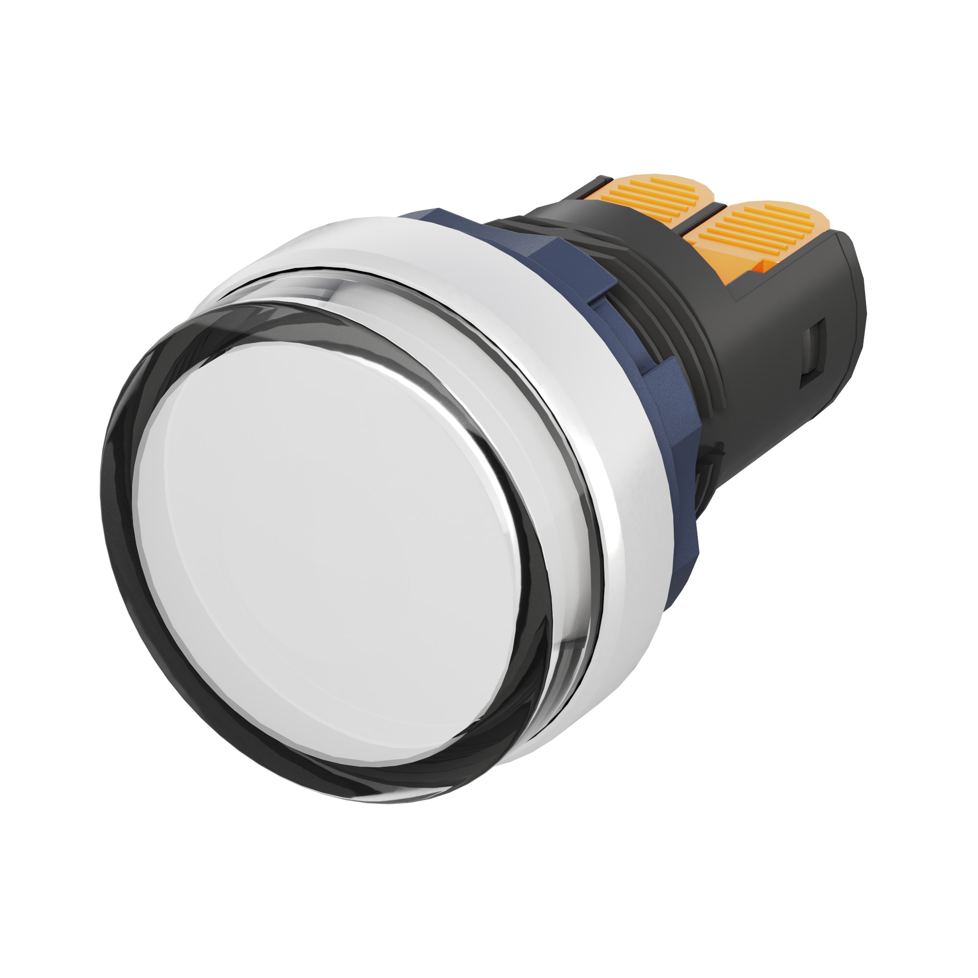 Сигнальная лампа со встроенным диодом 9-24В, белая, алюминиевое кольцо, зажим Plug-In