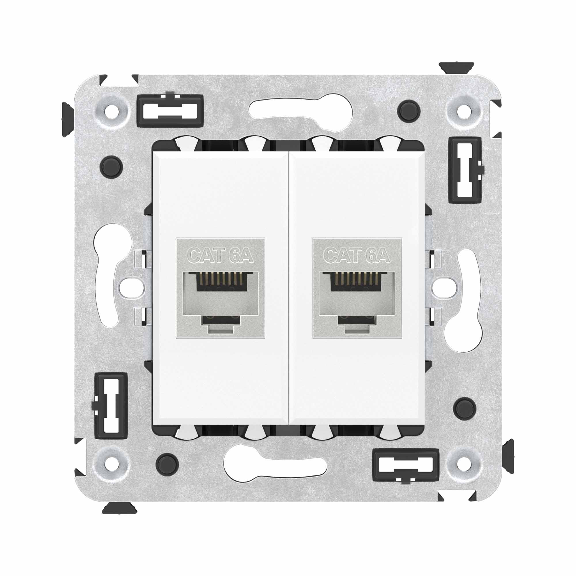 Компьютерная розетка RJ-45 без шторки в стену, кат.6A двойная экранированная, "Avanti", "Белое облако" Компьютерные и телефонные розетки Компьютерная розетка RJ-45 без шторки в стену, кат.6A двойная экранированная, "Avanti", "Белое облако" DKC|ДКС
