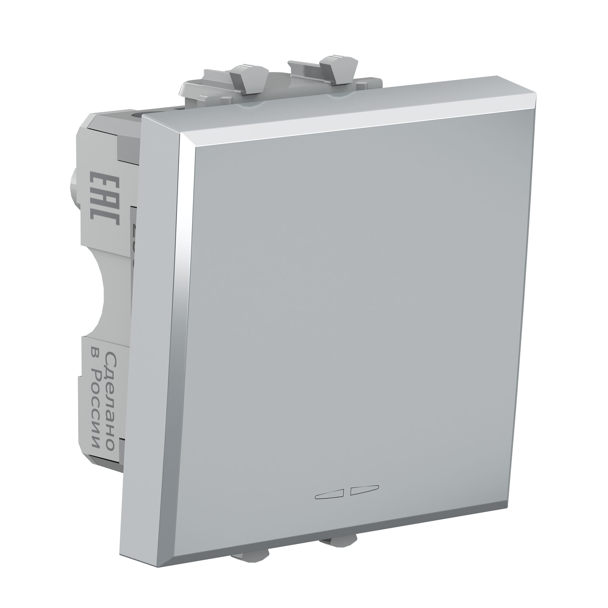 Переключатель одноклавишный модульный, Avanti, закаленная сталь, 2 модуля