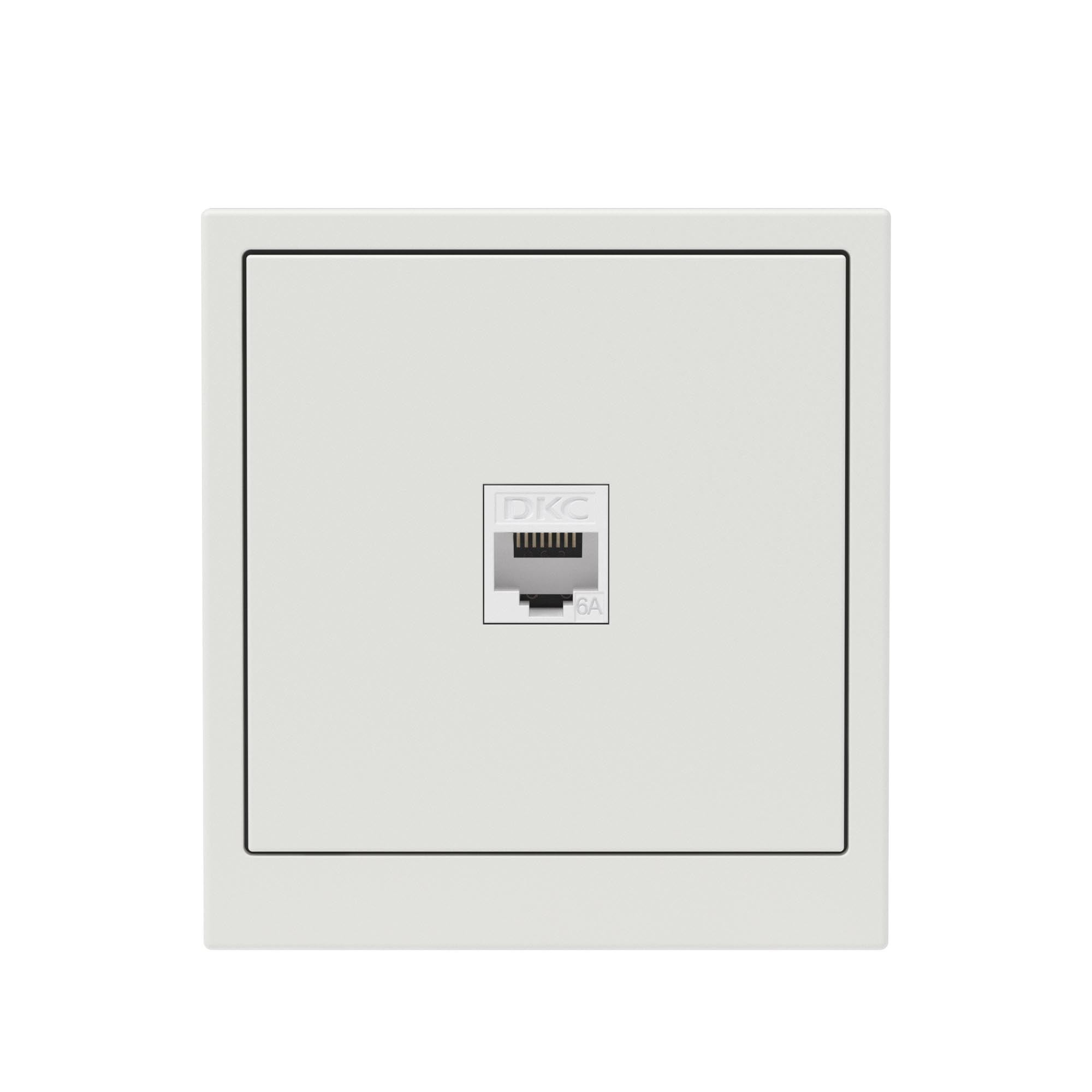 Компьютерная розетка RJ-45 без шторки, кат.6А одинарная,KANT, белый песок