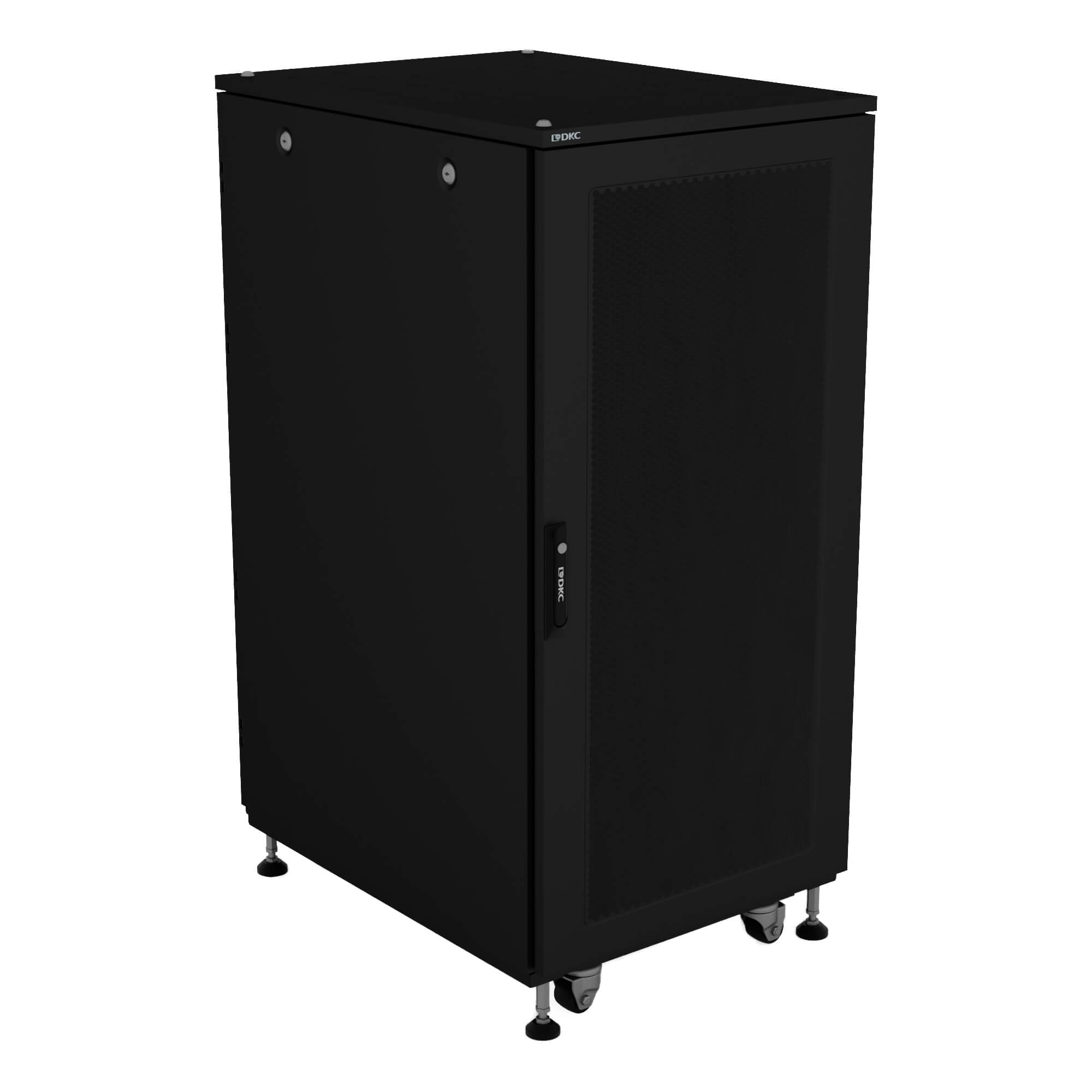 ИТ-Шкаф напольный ДКС 19", Серия Т, 24U 600x800мм, разобранный, дверь перф. и перф., одинарные боковые панели, RAL9005