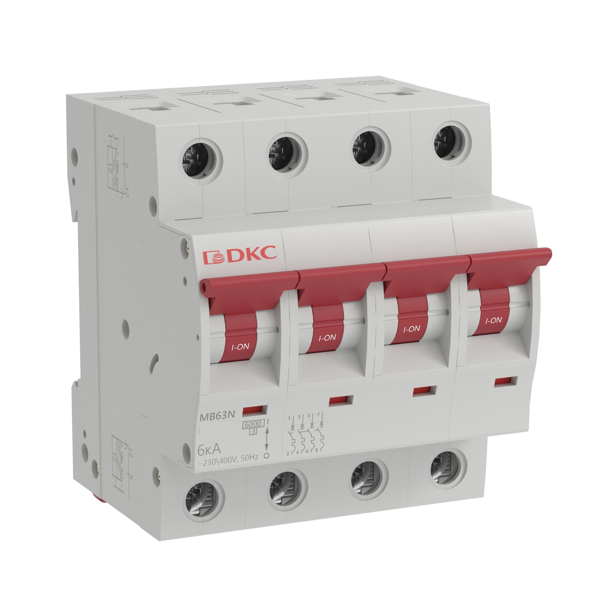 Miniature circuit breaker YON MB63, 4P, curve D, 4A, 4,5kA