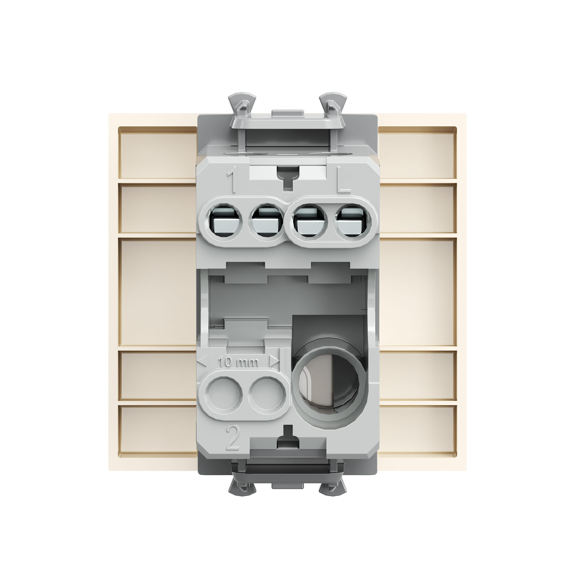 Выключатель одноклавишный модульный, Avanti, ванильная дымка, 2 модуля