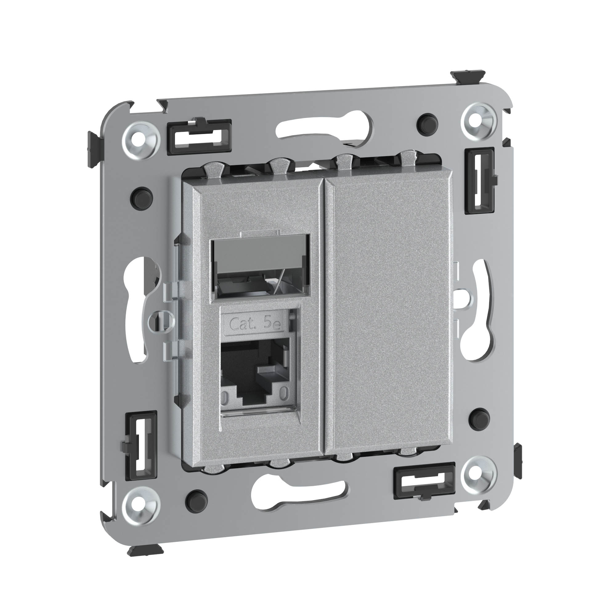 Компьютерная розетка RJ-45 в стену, кат.5e одинарная экранированная, Avanti, закаленная сталь
