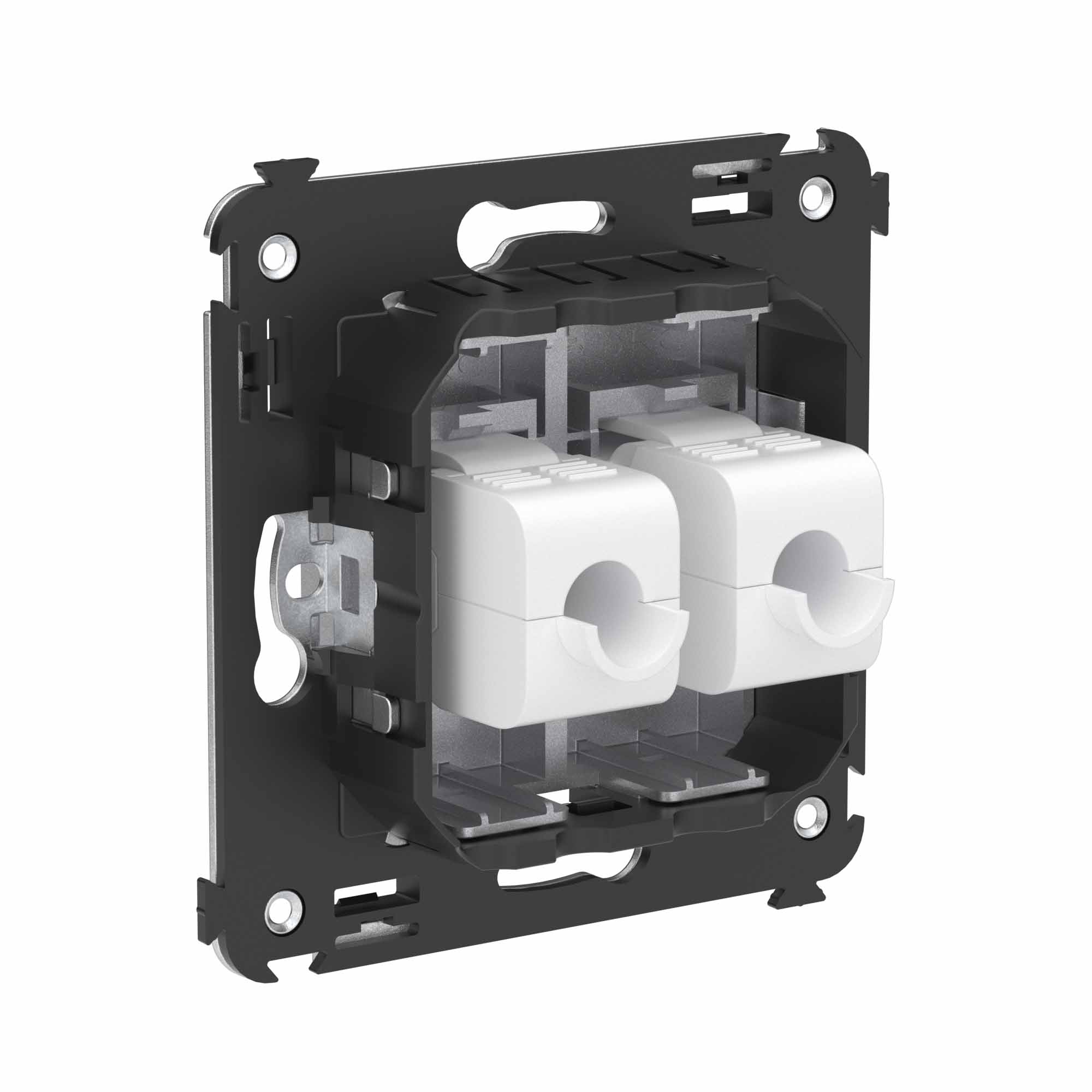 Компьютерная розетка RJ-45 без шторки в стену, кат.6 двойная, Avanti, закаленная сталь