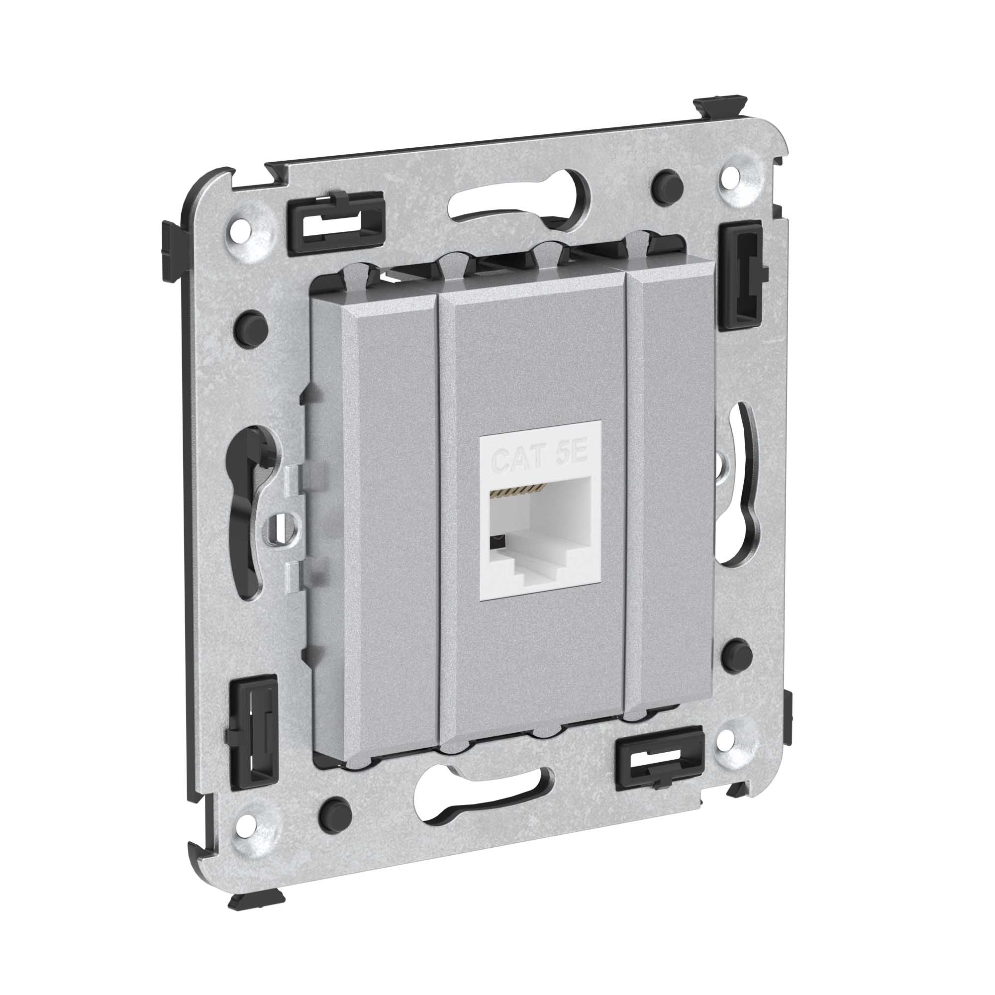 Компьютерная розетка RJ-45 без шторки в стену, кат.5е одинарная, Avanti, закаленная сталь