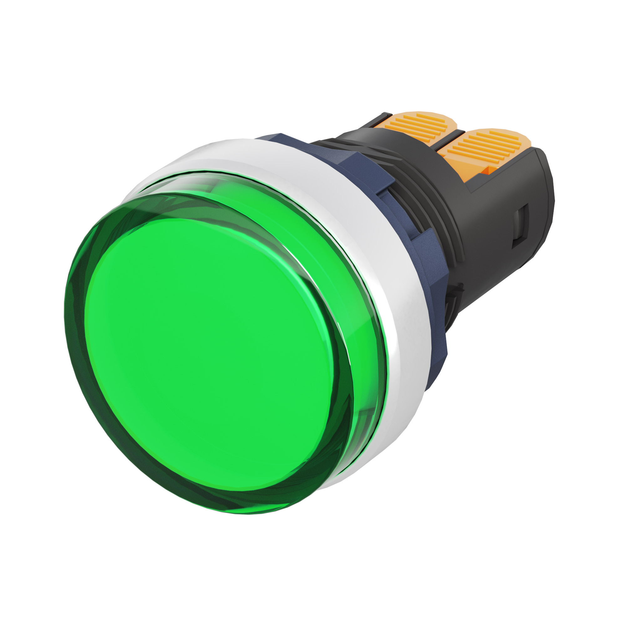 Сигнальная лампа со встроенным диодом 9-24В, зеленая, алюминиевое кольцо, зажим Plug-In