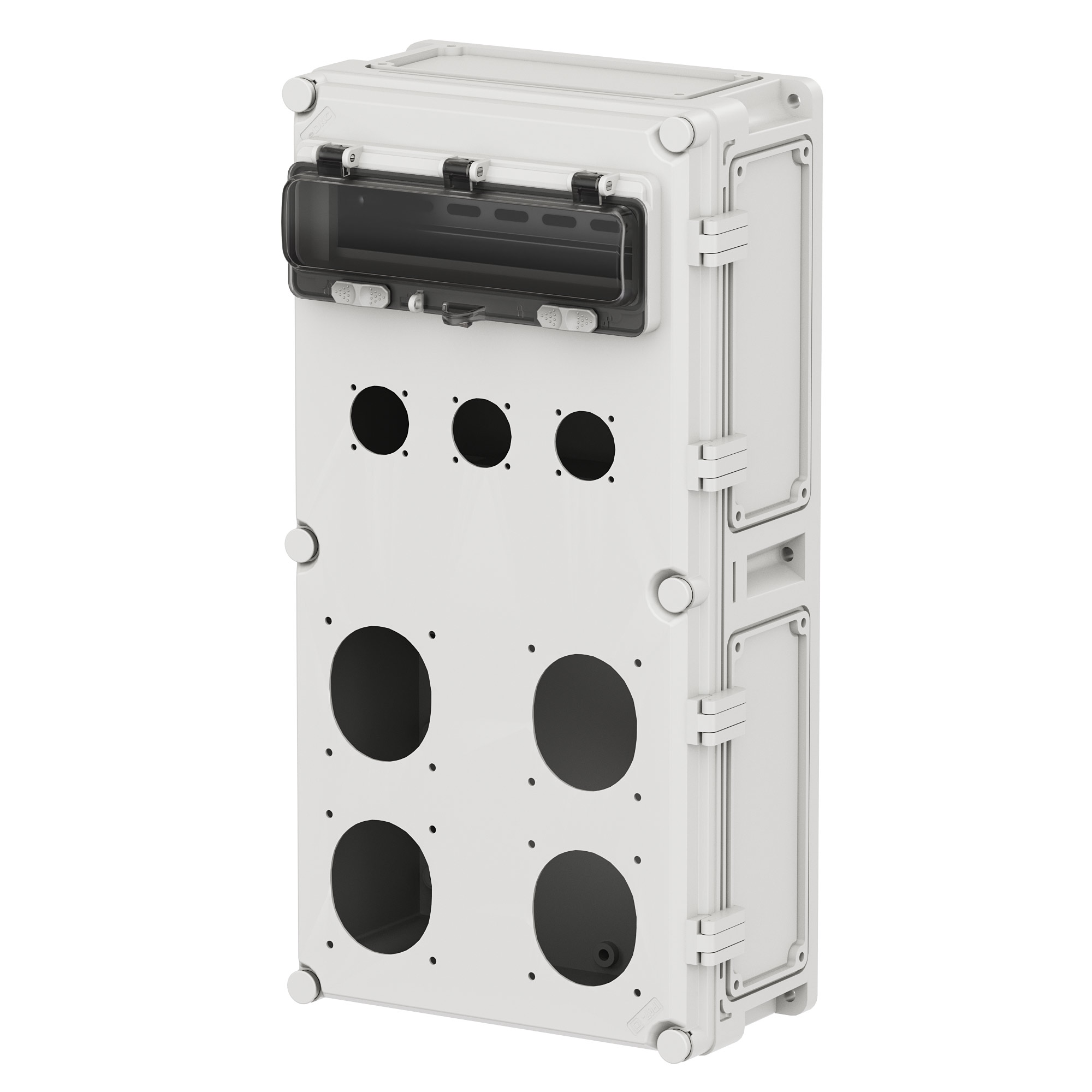 Корпус на 12 модулей, розетки модели PAS 4шт, розетки модели PSS 3шт,IP44