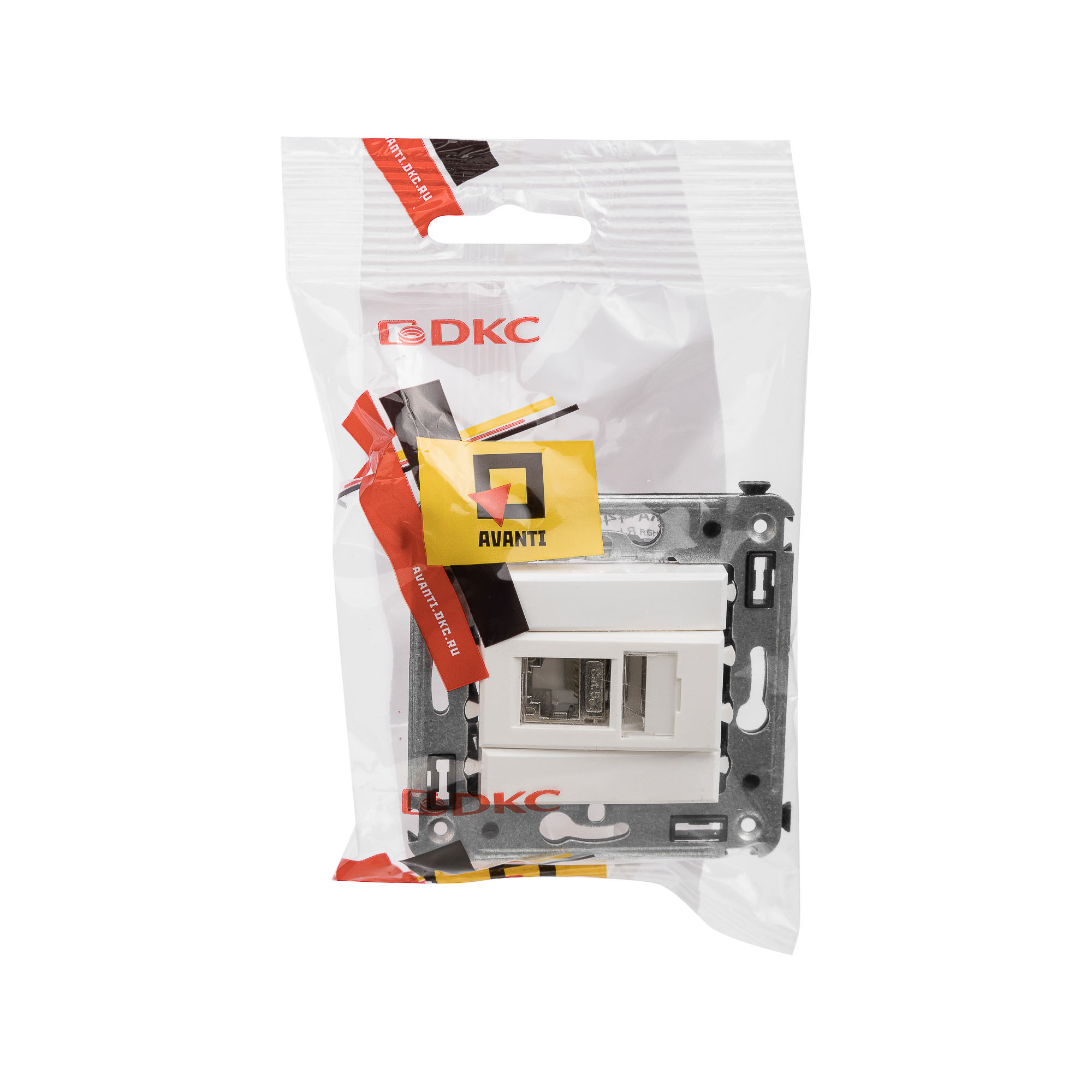 Компьютерная розетка RJ-45 в стену, кат.5e одинарная экранированная, Avanti, белое облако