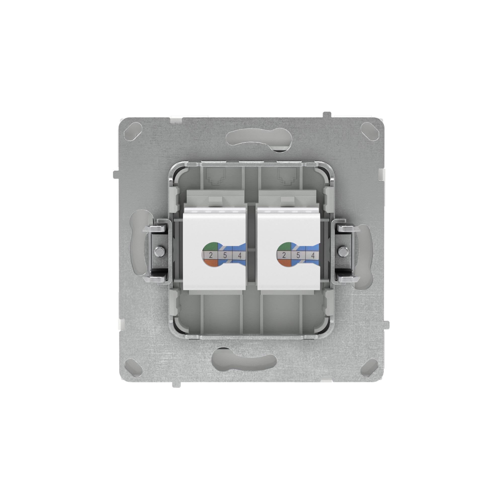 Компьютерная розетка RJ-45 без шторки, кат.6А двойная, KANT, белая магнолия