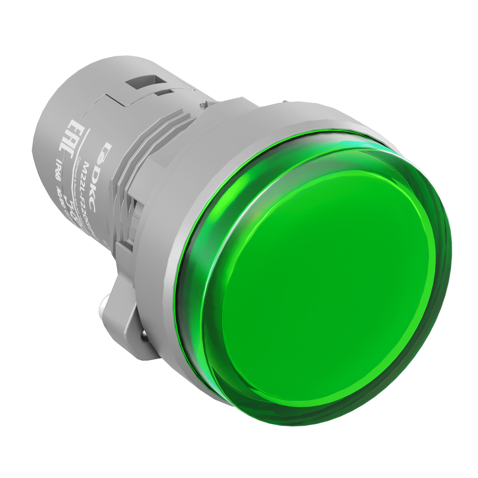 Сигнальная лампа со встроенным диодом 220В, зеленая, зажим Push-In