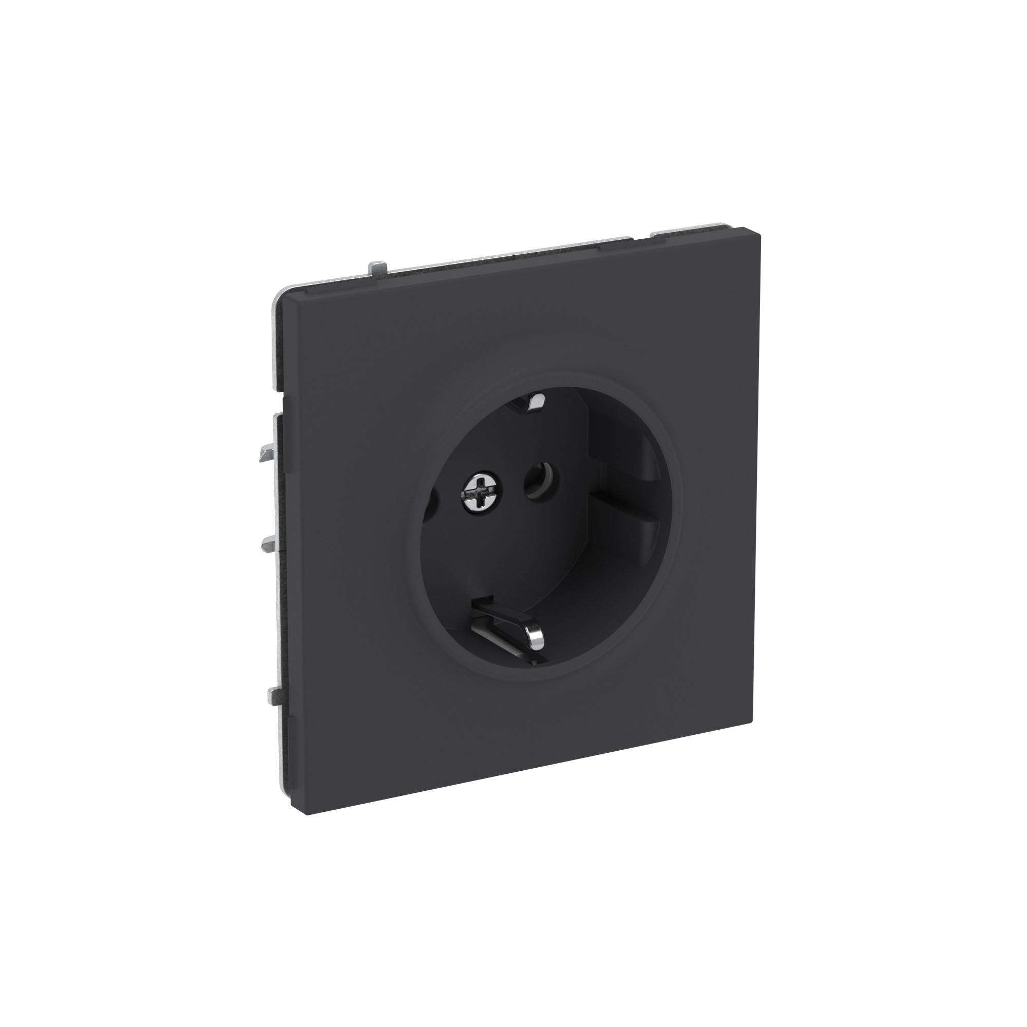 Розетка силовая, 2P+E, с з/ш, KANT, черный уголь