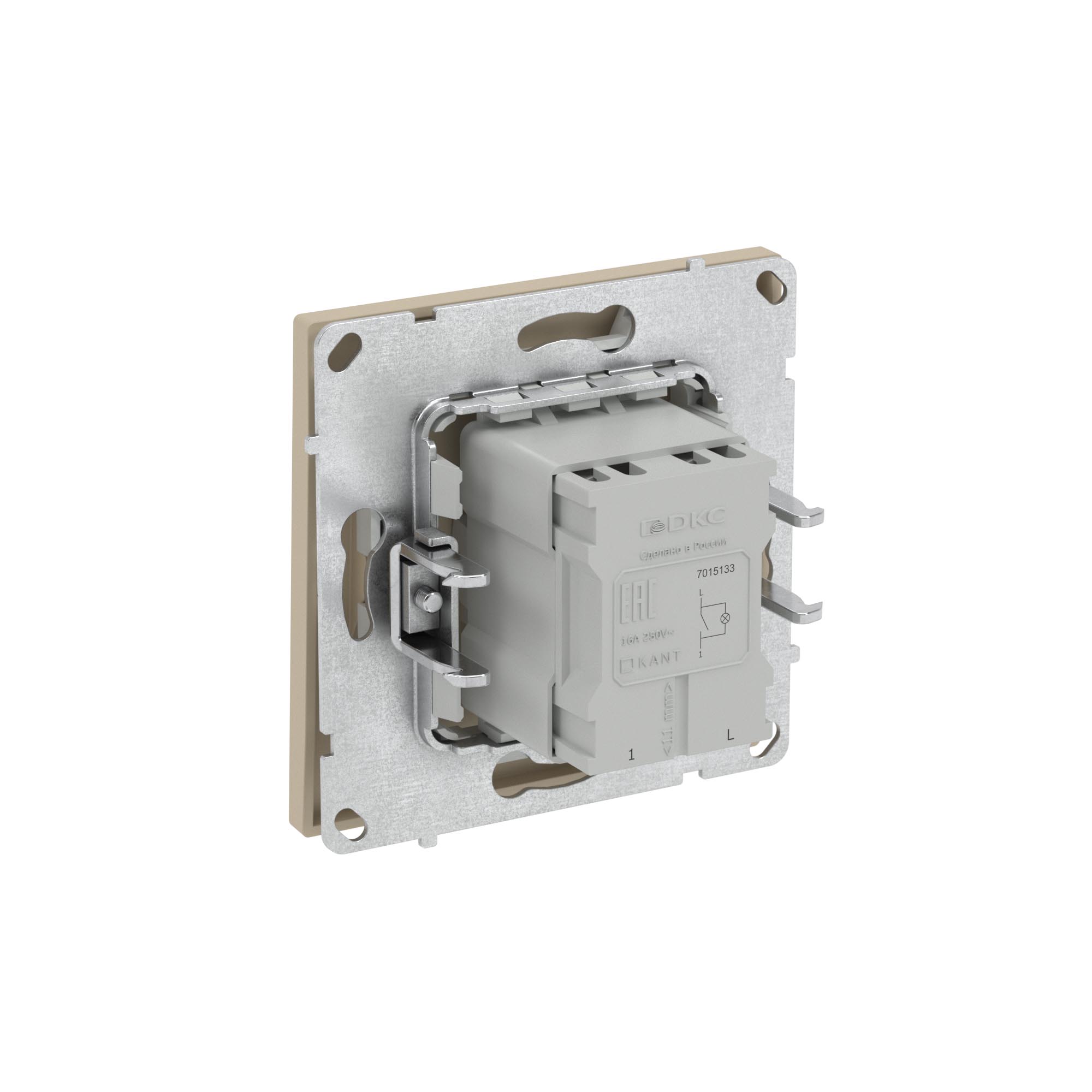 Выключатель одноклавишный с подсветкой, KANT, ванильный марципан