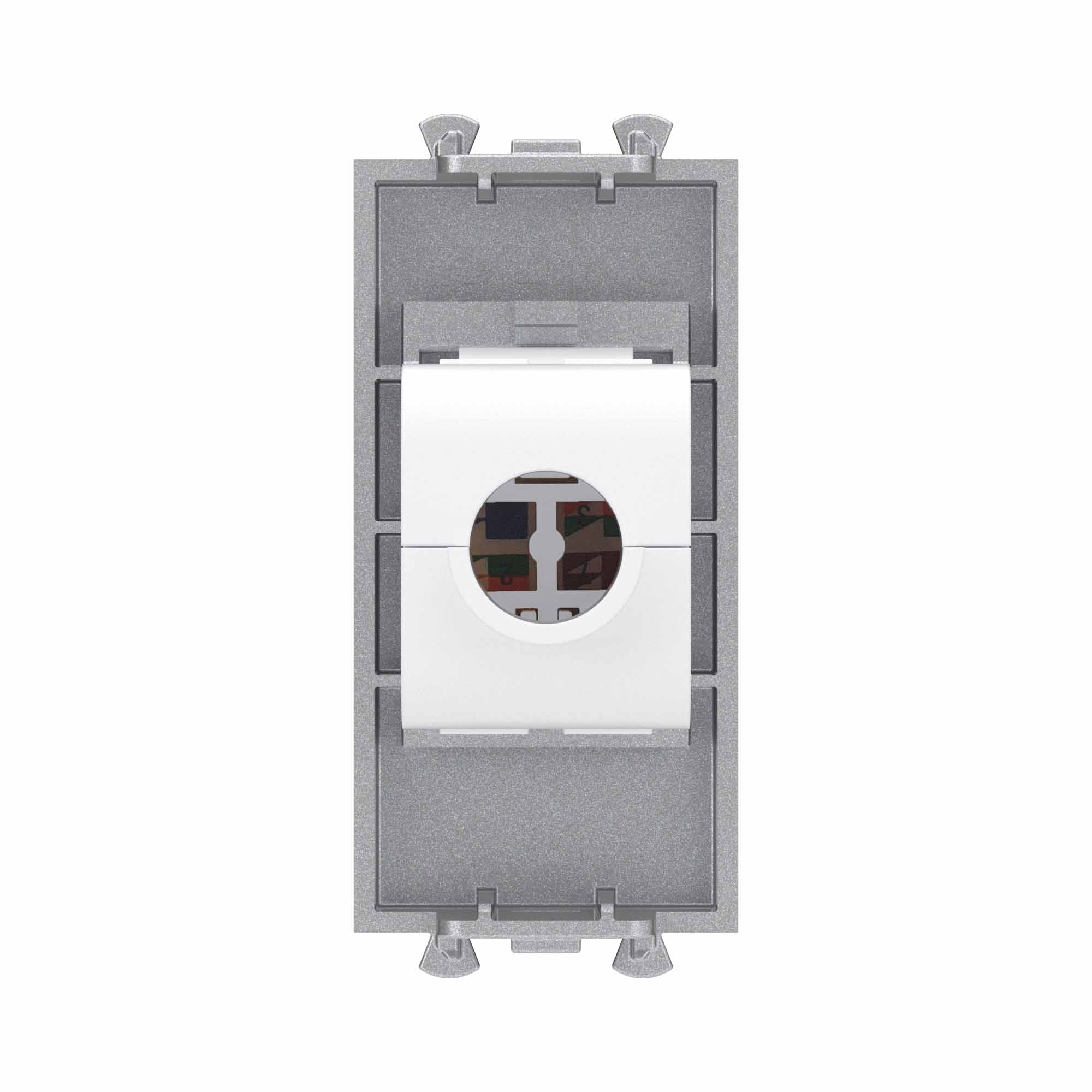 Компьютерная розетка RJ-45 без шторки модульная, кат.6А, Avanti, закаленная сталь, 1 модуль