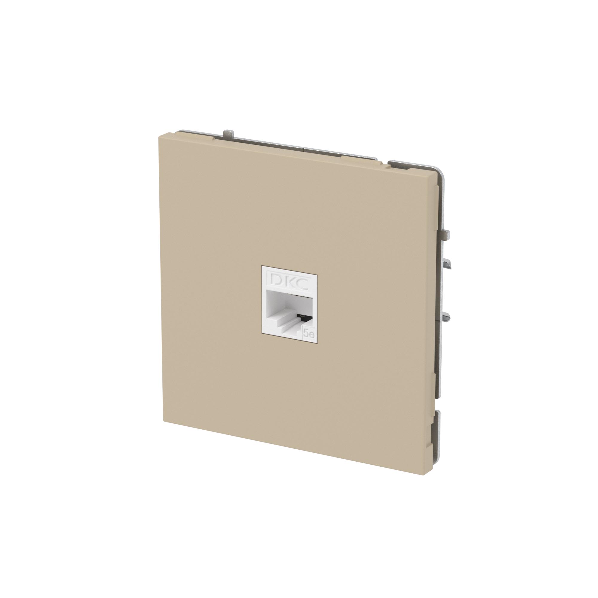 Компьютерная розетка RJ-45 без шторки, кат.5е одинарная, KANT, ванильный марципан