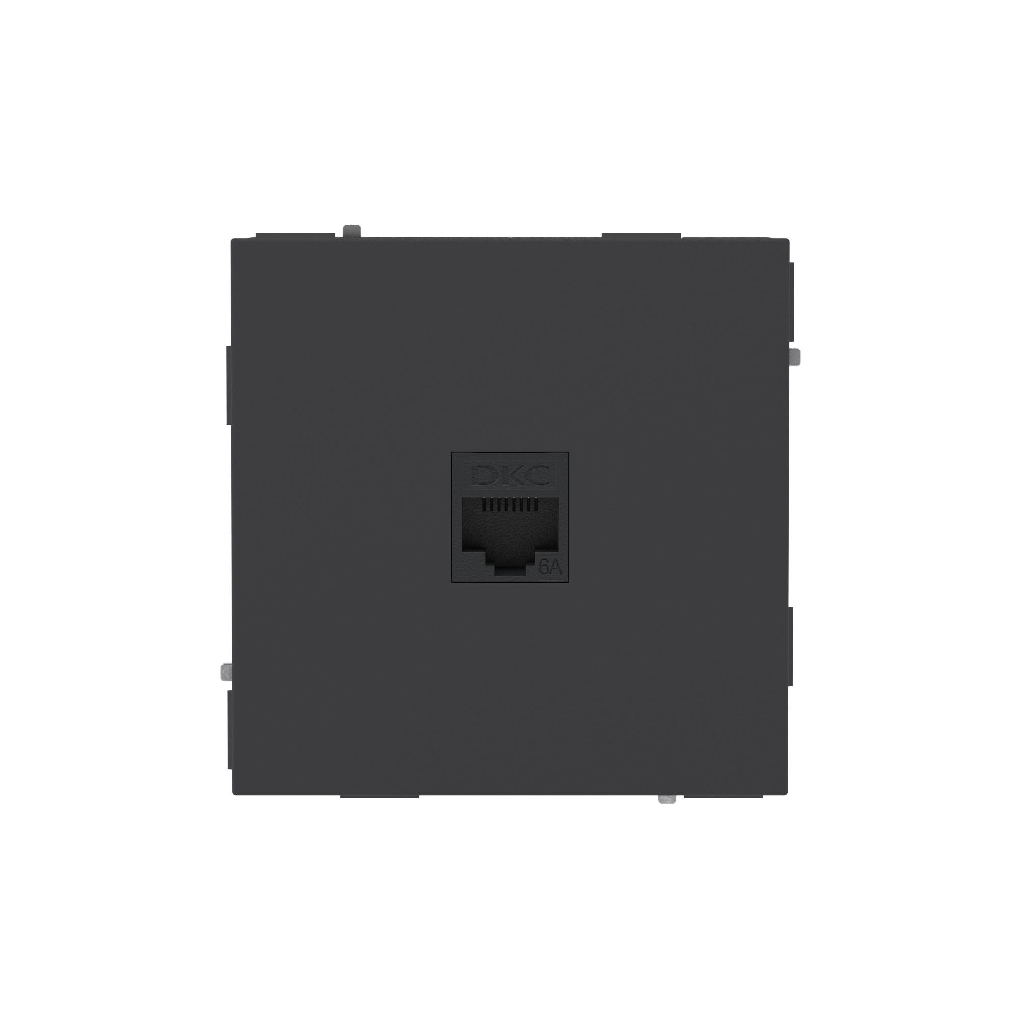 Компьютерная розетка RJ-45 без шторки, кат.6А одинарная,KANT, черный уголь