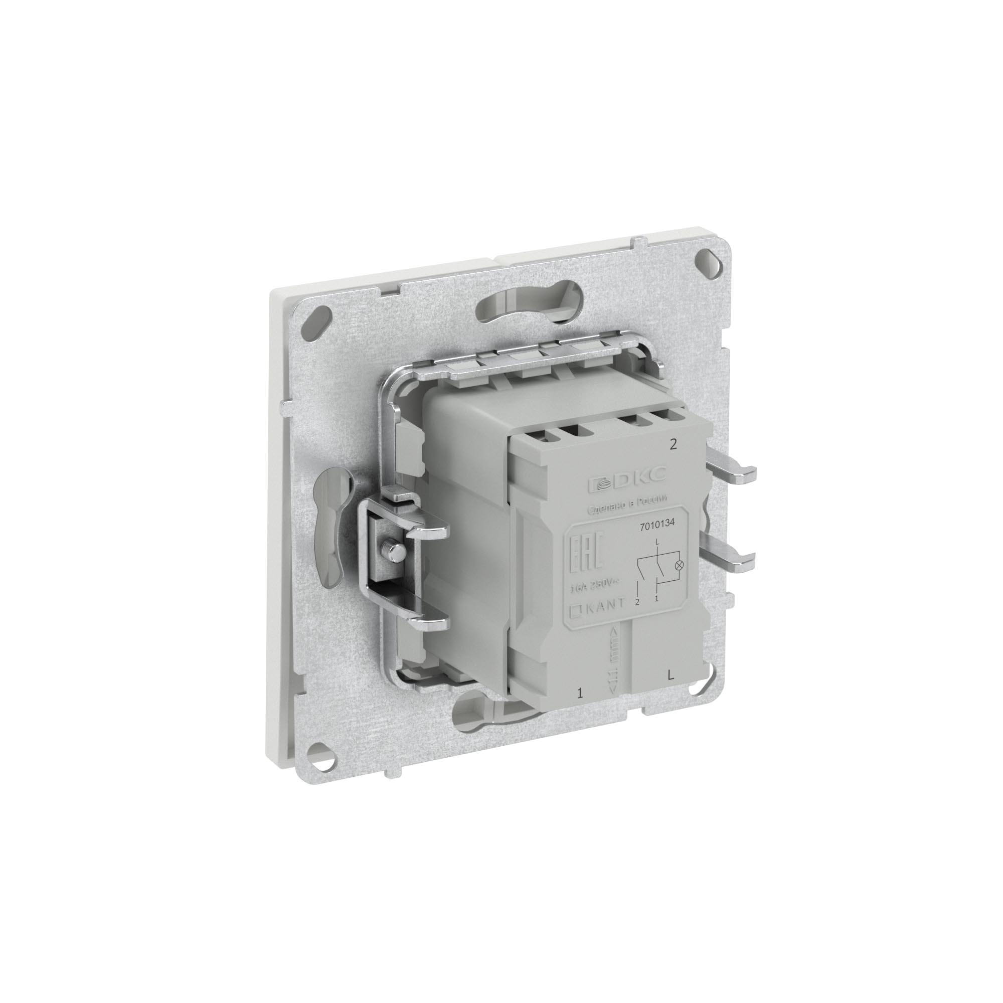 Выключатель двухклавишный с подсветкой, KANT, белый песок