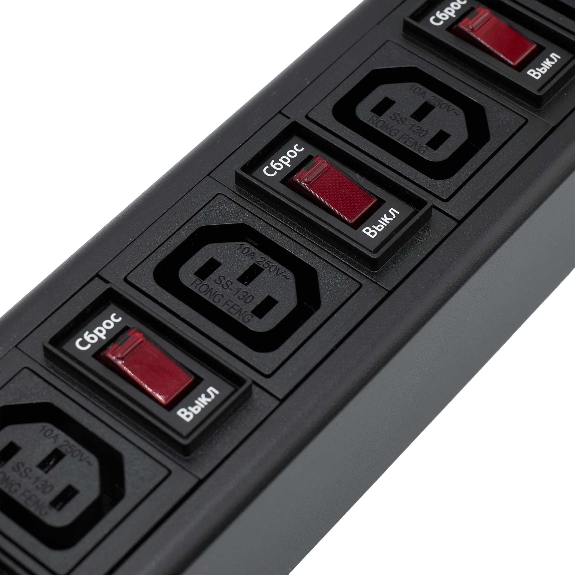 Блок распределения питания (PDU) 0U 10A с индикацией и защитой, Вых:10 С13, Вх:С14