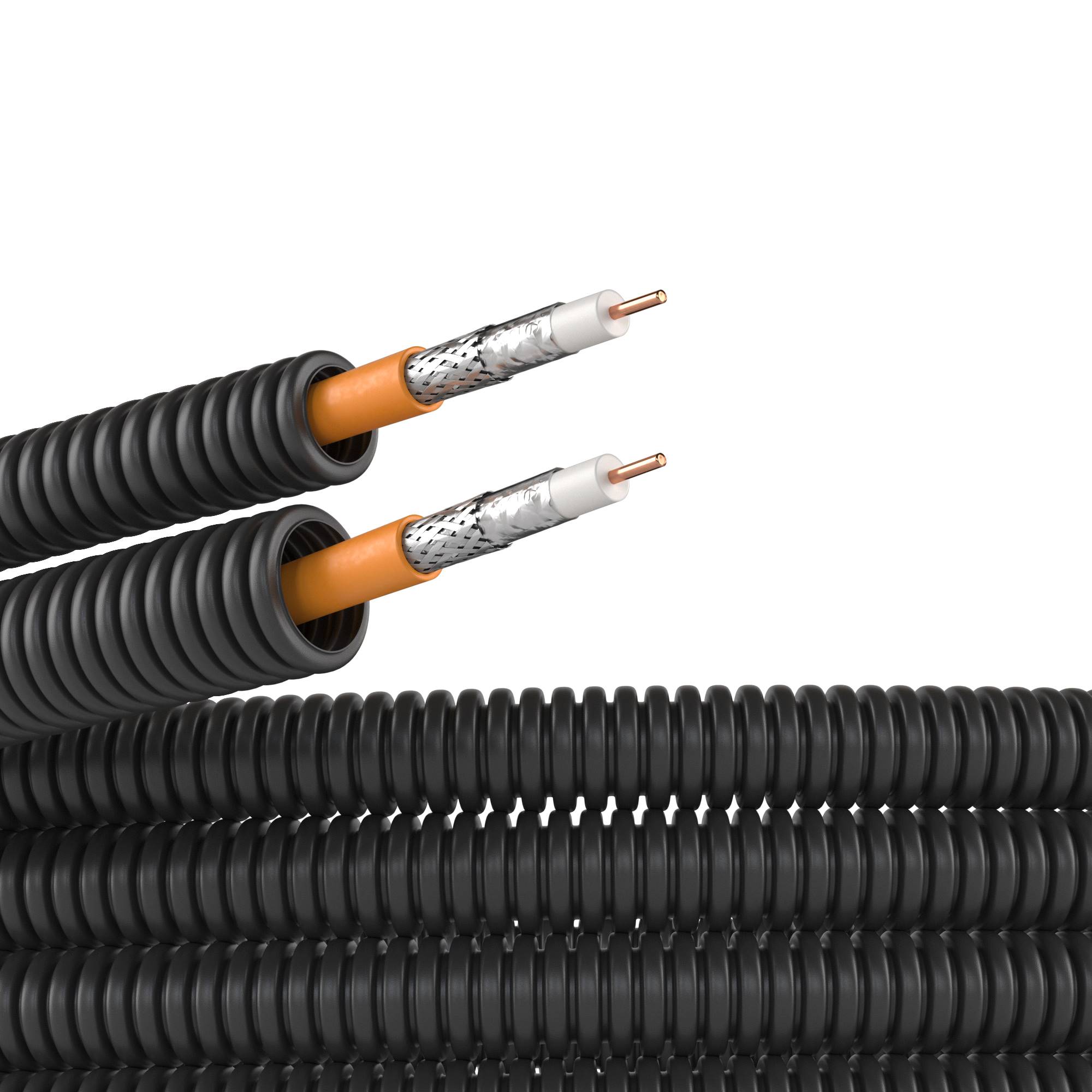 HDPE flexible corrugated electric pipe d. 20 mm, color black, with CAT 5EU/UTP ng(A)-HF cable, 100 m