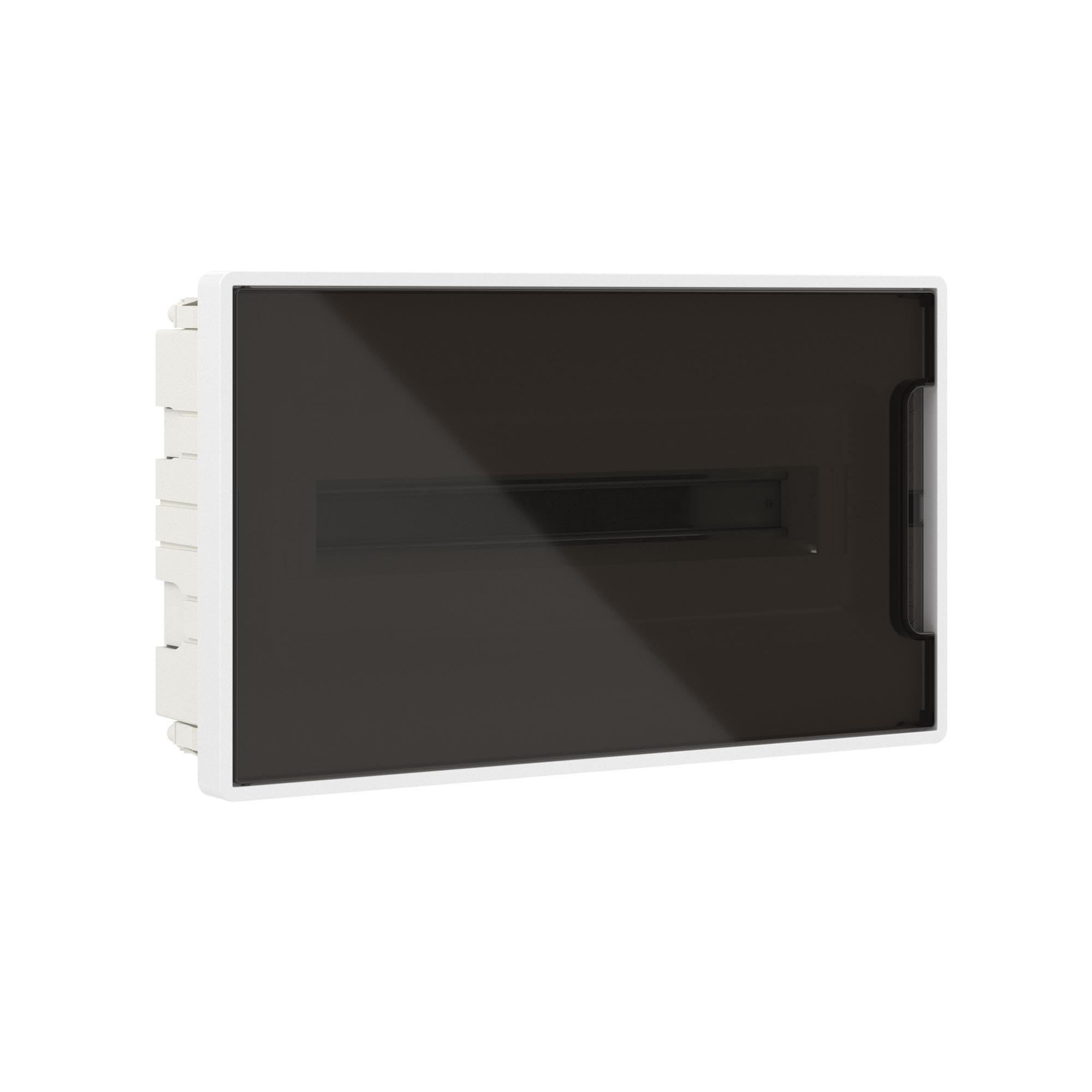 Модульные щитки "Фрейм" (FRAME) встраиваемые Щиток 18 мод встраиваемый Фрейм (FRAME), белый, с тонированной дверцей, с 2  шинами PEN на 8 и 10 отв. DKC|ДКС