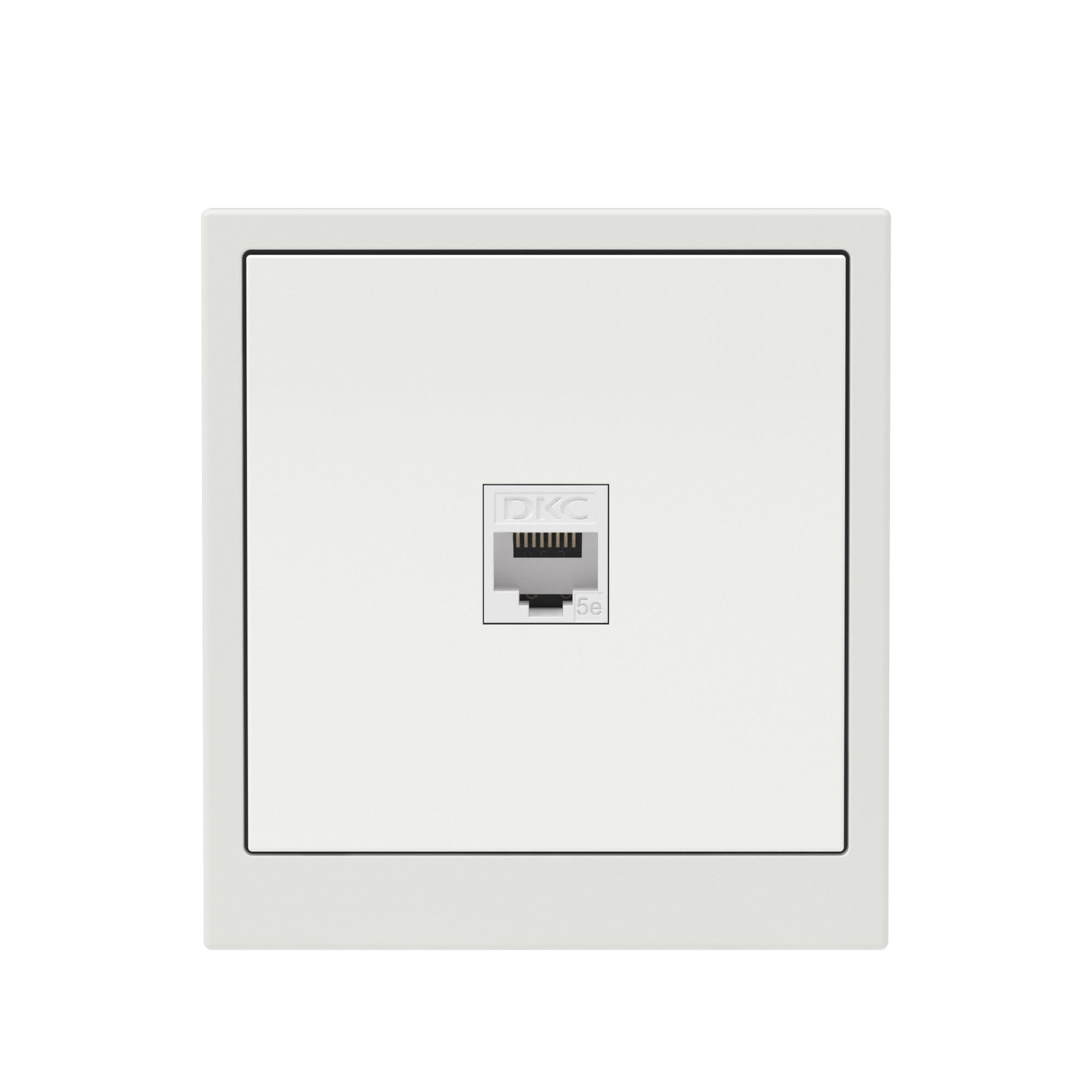 Компьютерная розетка RJ-45 без шторки, кат.5е одинарная, KANT, белый песок