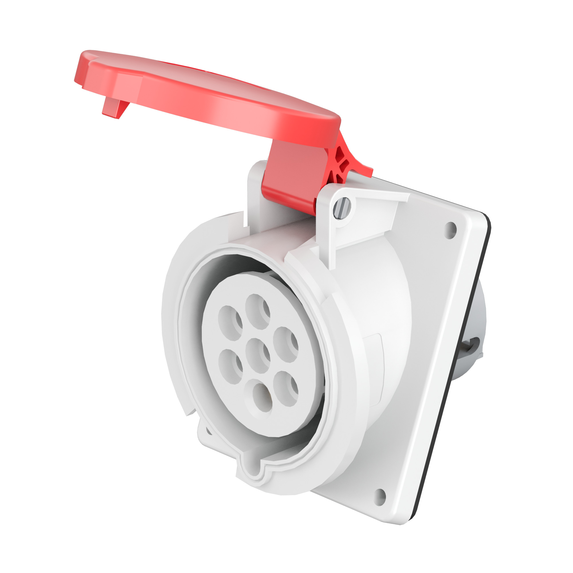 400 В, 6P+E Розетка панельная с наклоном PAS IP44 32A 6P+E 400В DKC|ДКС