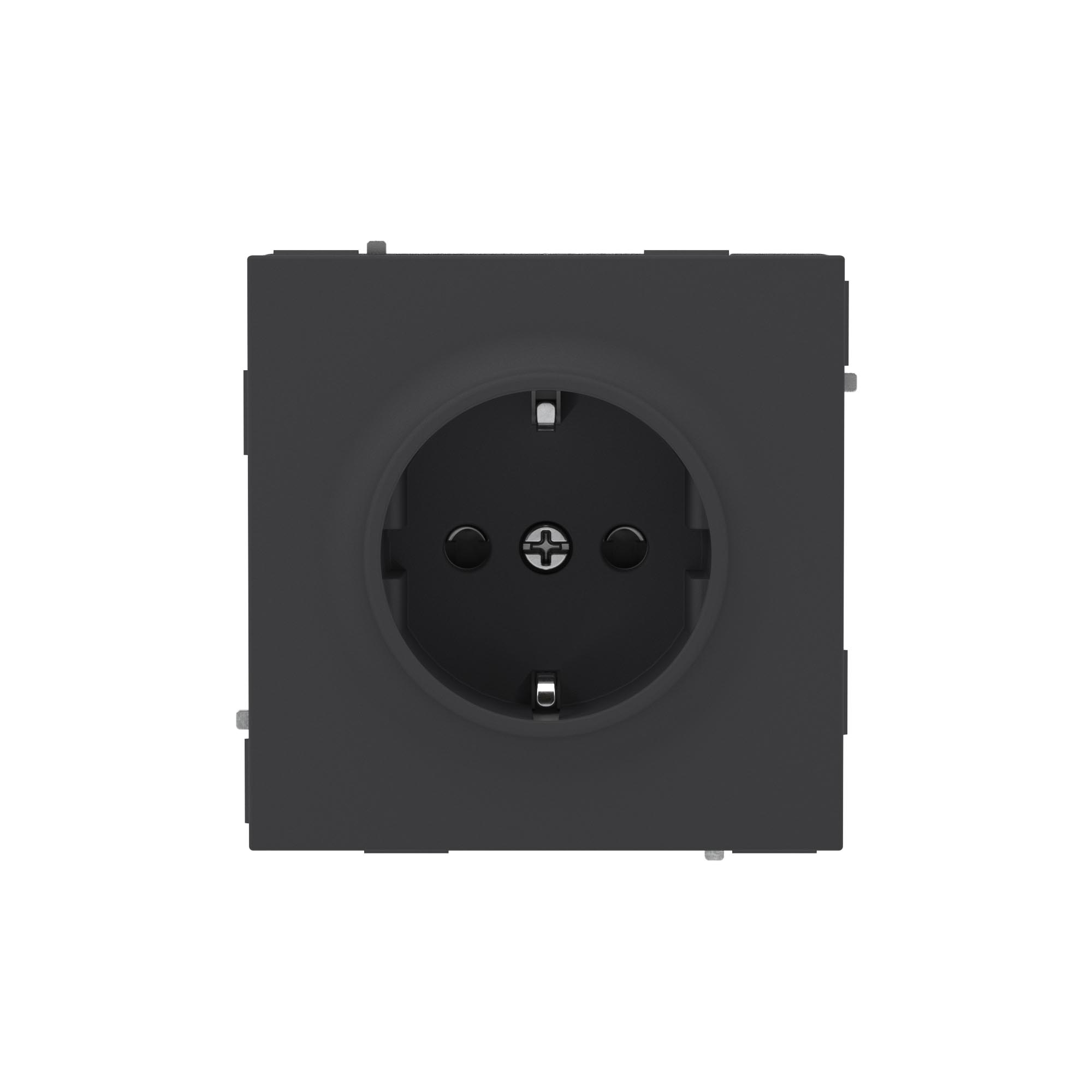 Розетка силовая, 2P+E, с з/ш, KANT, черный уголь