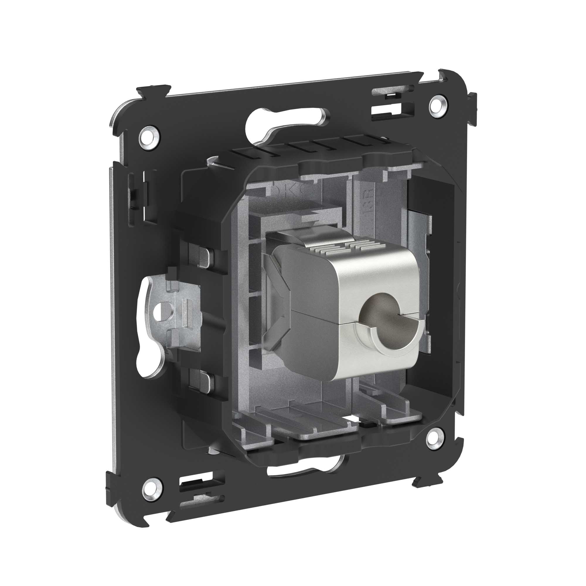 Компьютерная розетка RJ-45 без шторки в стену, кат.5e одинарная экранированная, Avanti, закаленная сталь