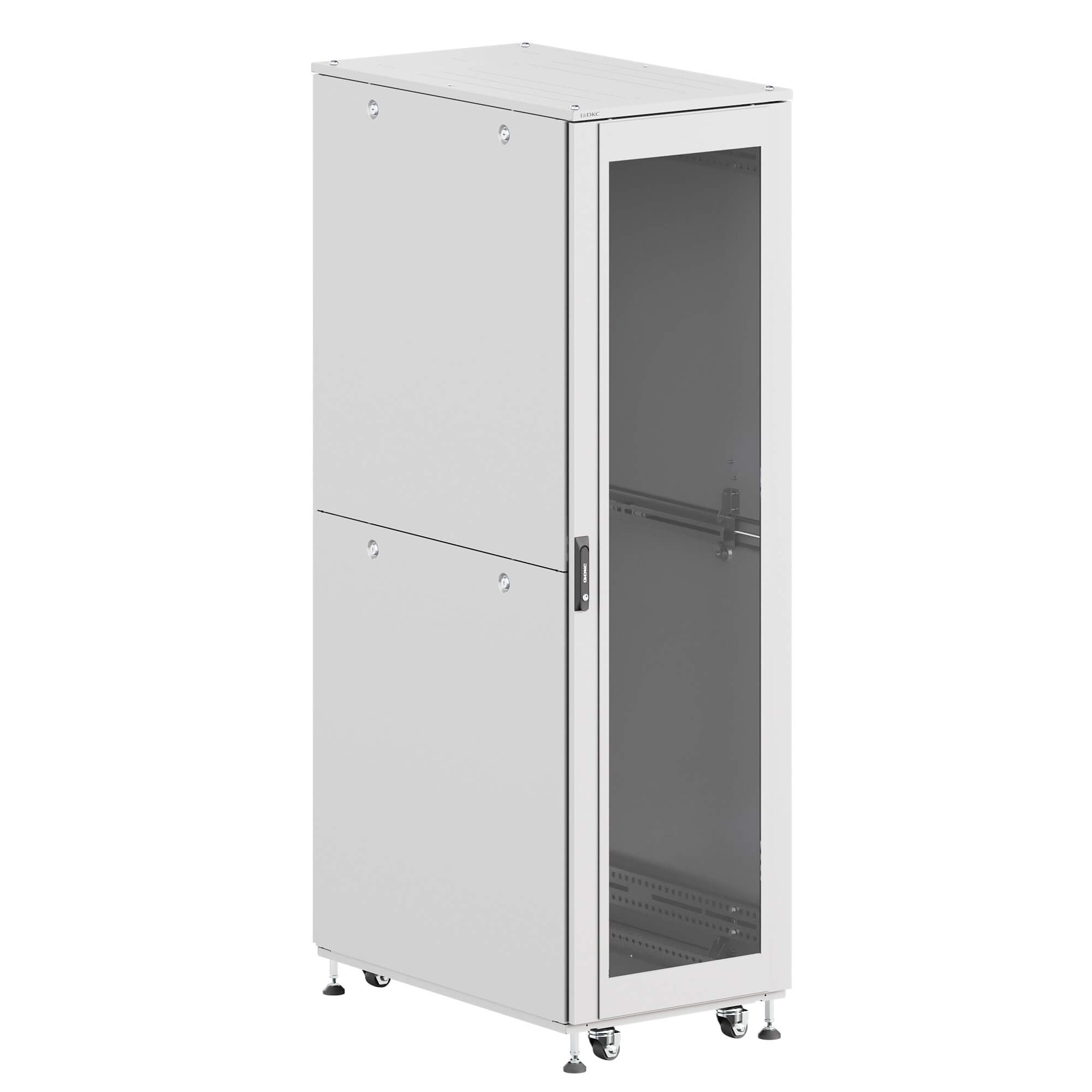 ИТ шкаф напольный 19'' 42U 800x1200мм, крыша с вырубкой, дверь стекло и двойная сплошная металл, двойные боковые панели, серый RAL7035