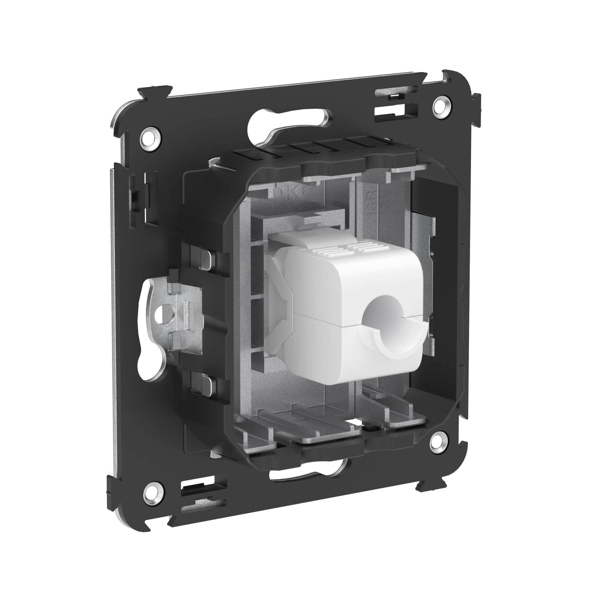 Компьютерная розетка RJ-45 без шторки в стену, кат.5е одинарная, Avanti, закаленная сталь