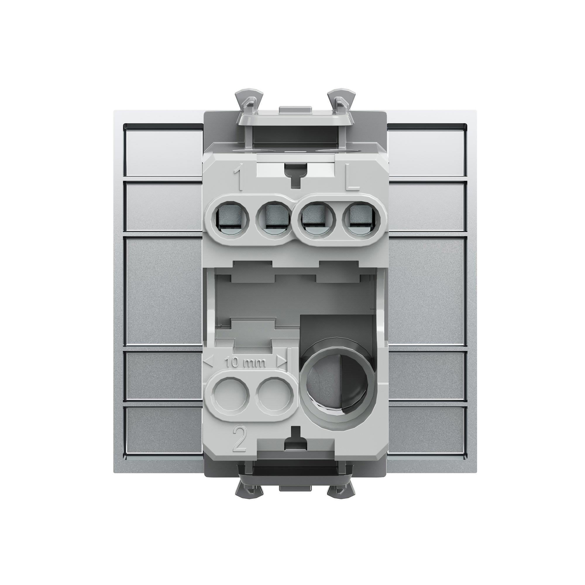 Выключатель одноклавишный модульный, Avanti, закаленная сталь, 2 модуля