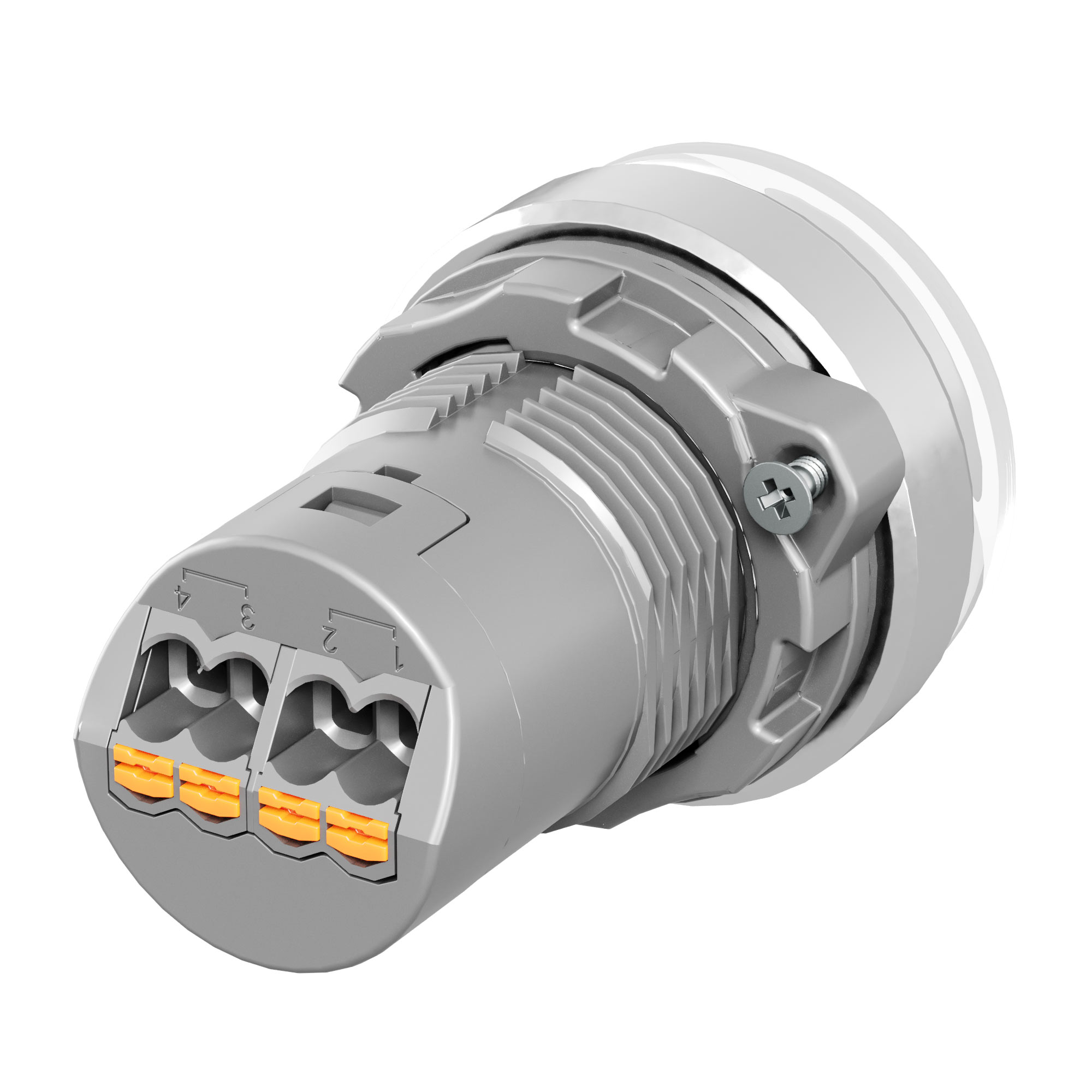 Сигнальная лампа со встроенным диодом 9-24В, белая, алюминиевое кольцо, зажим Push-In