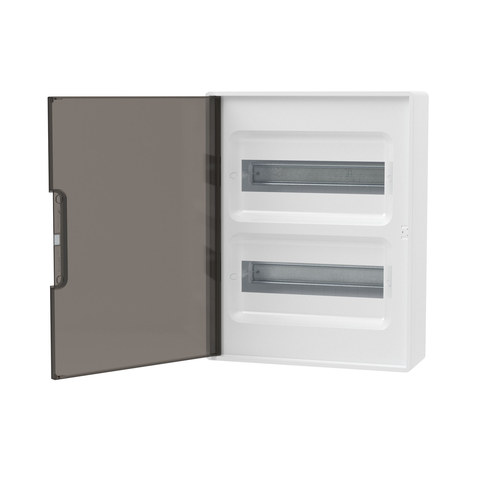 Щиток 24 мод настенный Фрейм (FRAME), белый, с тонированной дверцей, с 4 шинами  PEN (2шт на 8 отв. и 2шт на 6 отв)