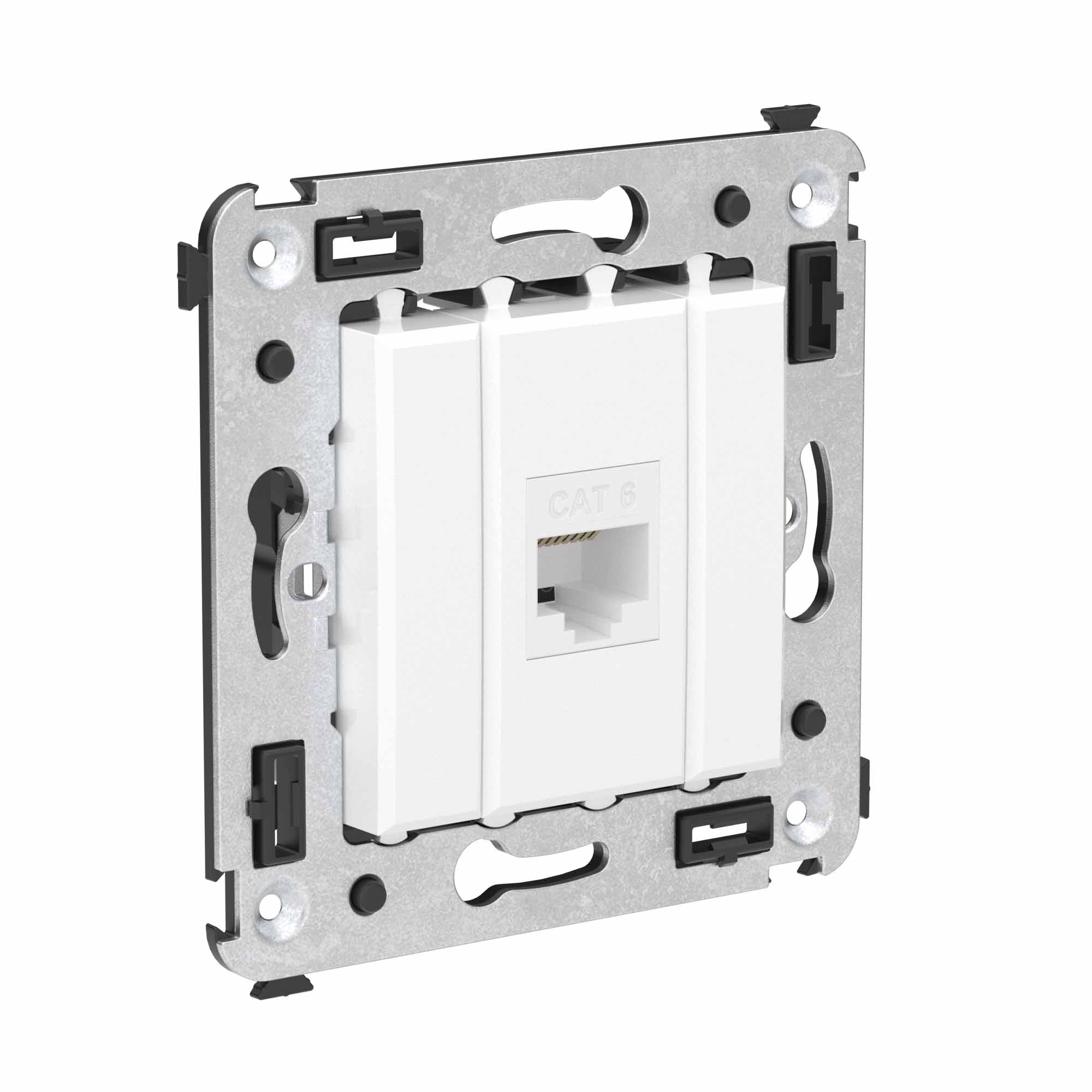 Компьютерная розетка RJ-45 без шторки в стену, кат.6 одинарная, Avanti, белое облако