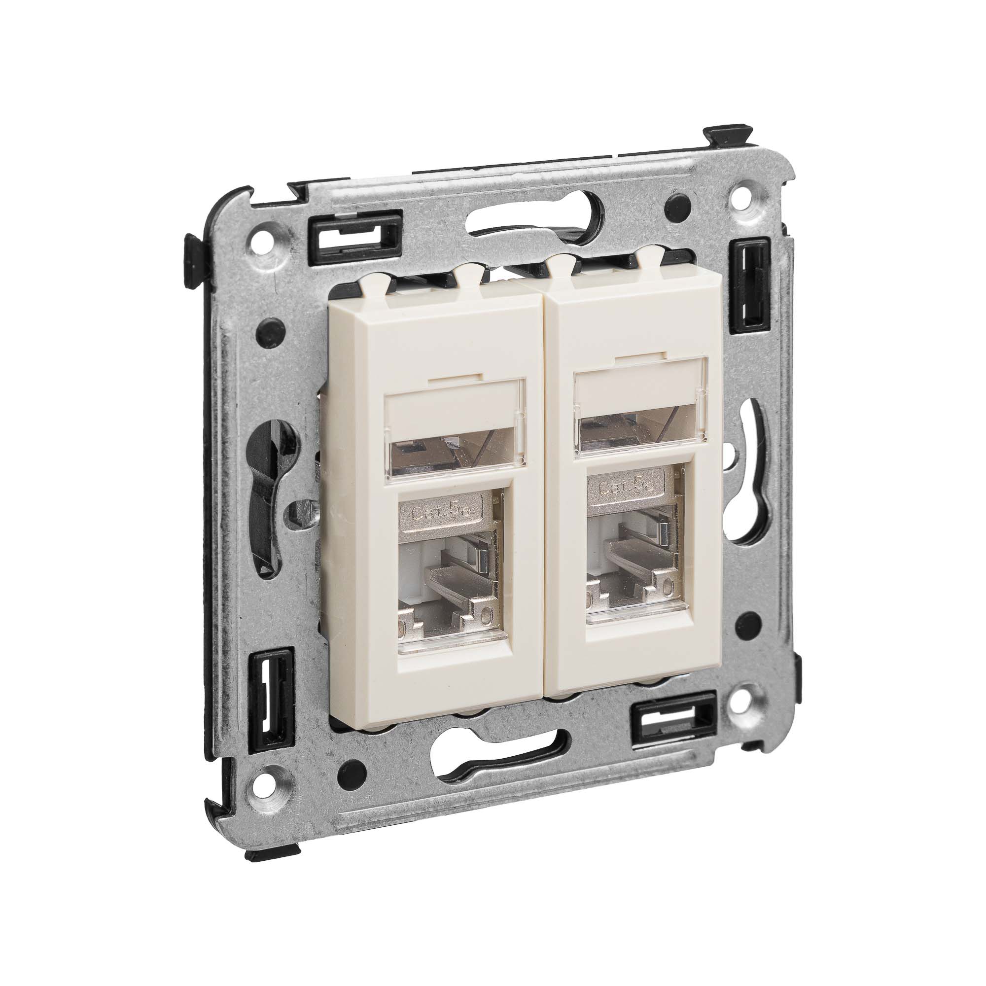 Компьютерная розетка RJ-45 в стену, кат.5e двойная экранированная, Avanti, ванильная дымка