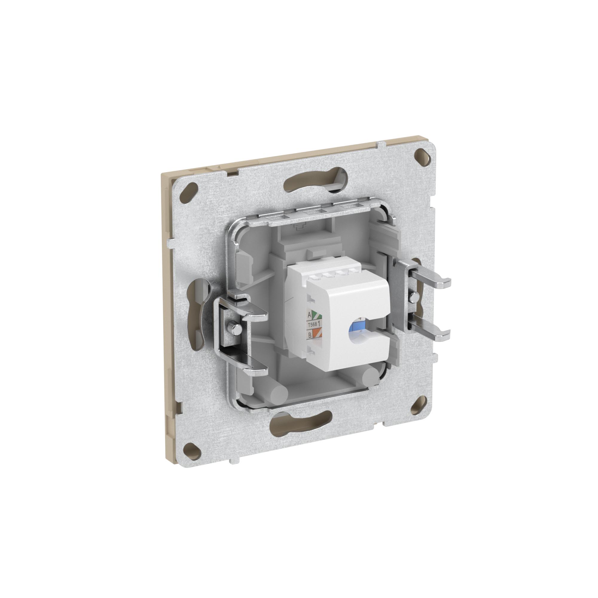 Компьютерная розетка RJ-45 без шторки, кат.5е одинарная, KANT, ванильный марципан