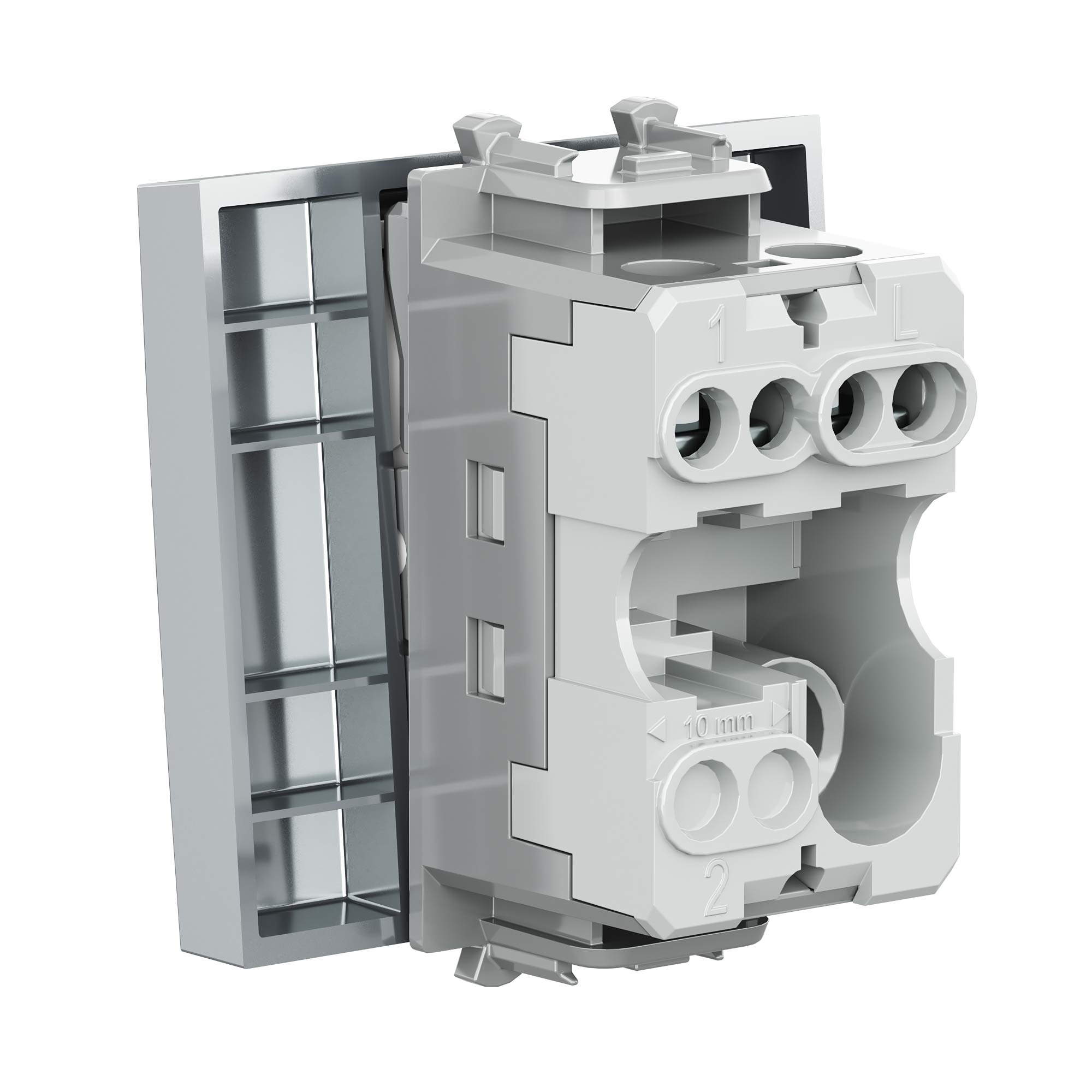 Выключатель одноклавишный модульный, Avanti, закаленная сталь, 2 модуля